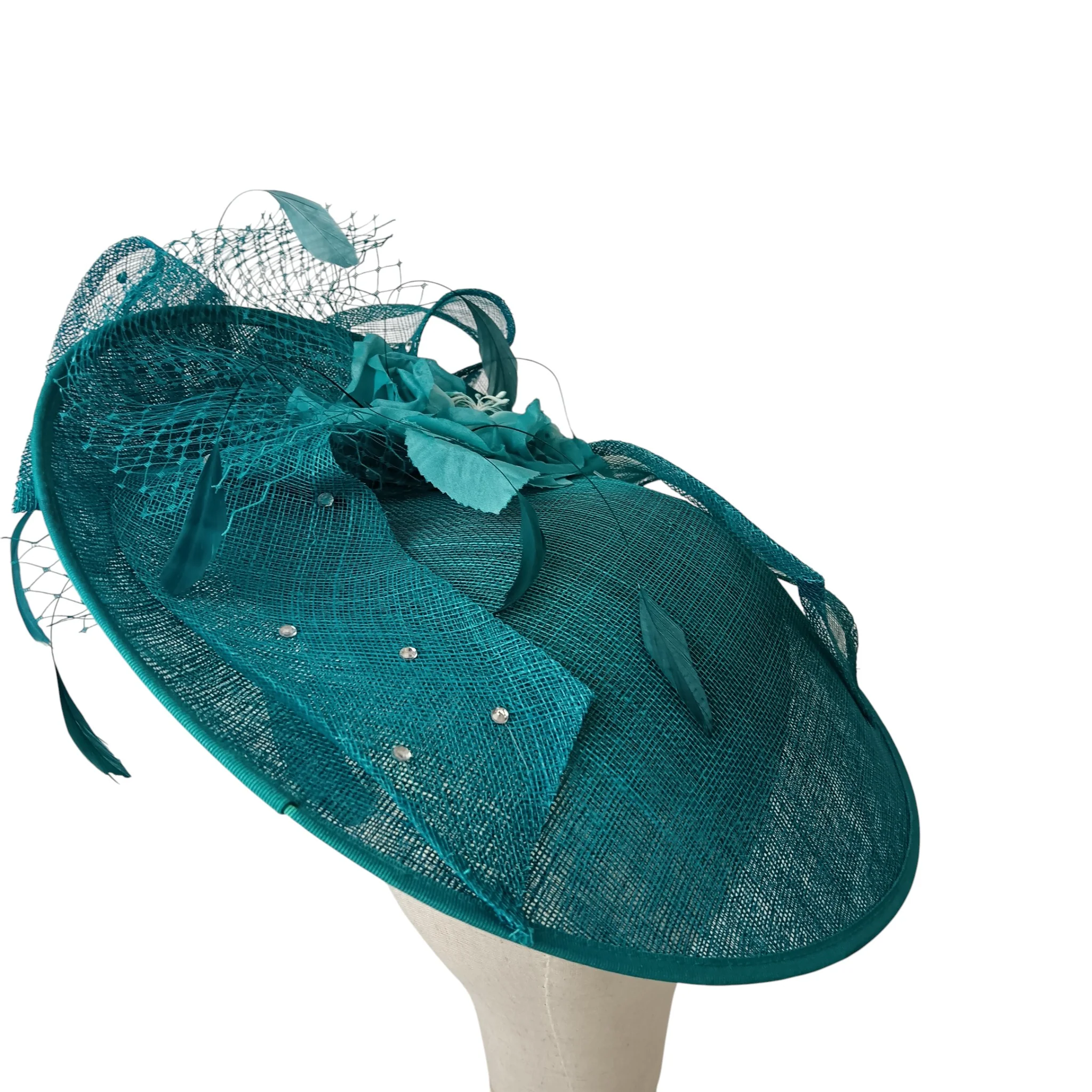Evelyn Anne Teal Blue Ladies Special Occasion Wedding Fascinator Womenswear | Pre-loved - Image 3