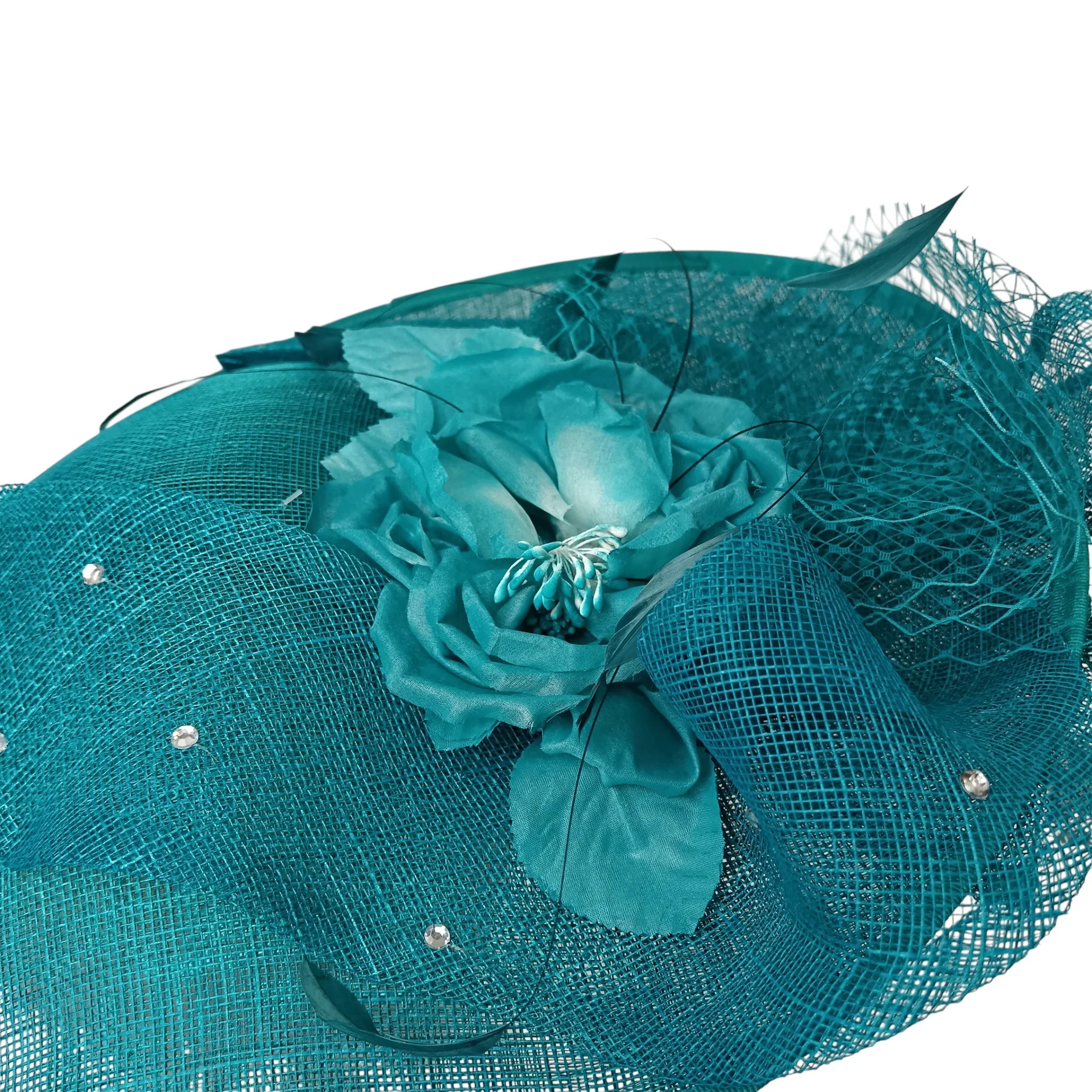 Evelyn Anne Teal Blue Ladies Special Occasion Wedding Fascinator Womenswear | Pre-loved - Image 4