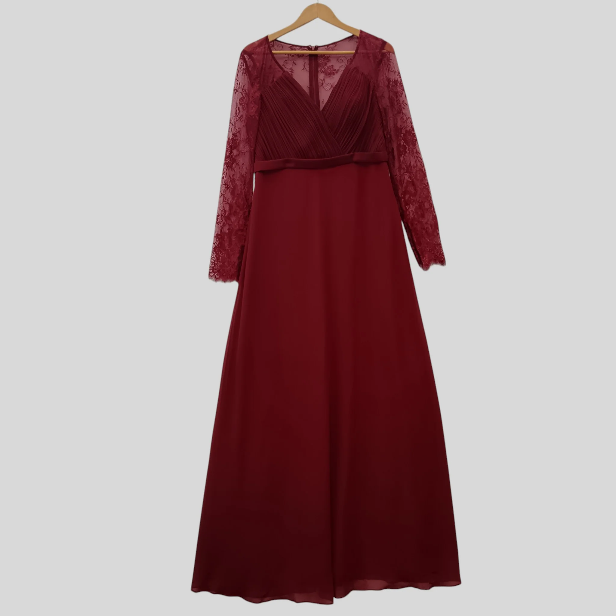 Ever Pretty Ladies Prom Bridesmaid Dark Red Full Length Lace Sleeve Dress UK 16 -Tags On- Womenswear | Preloved