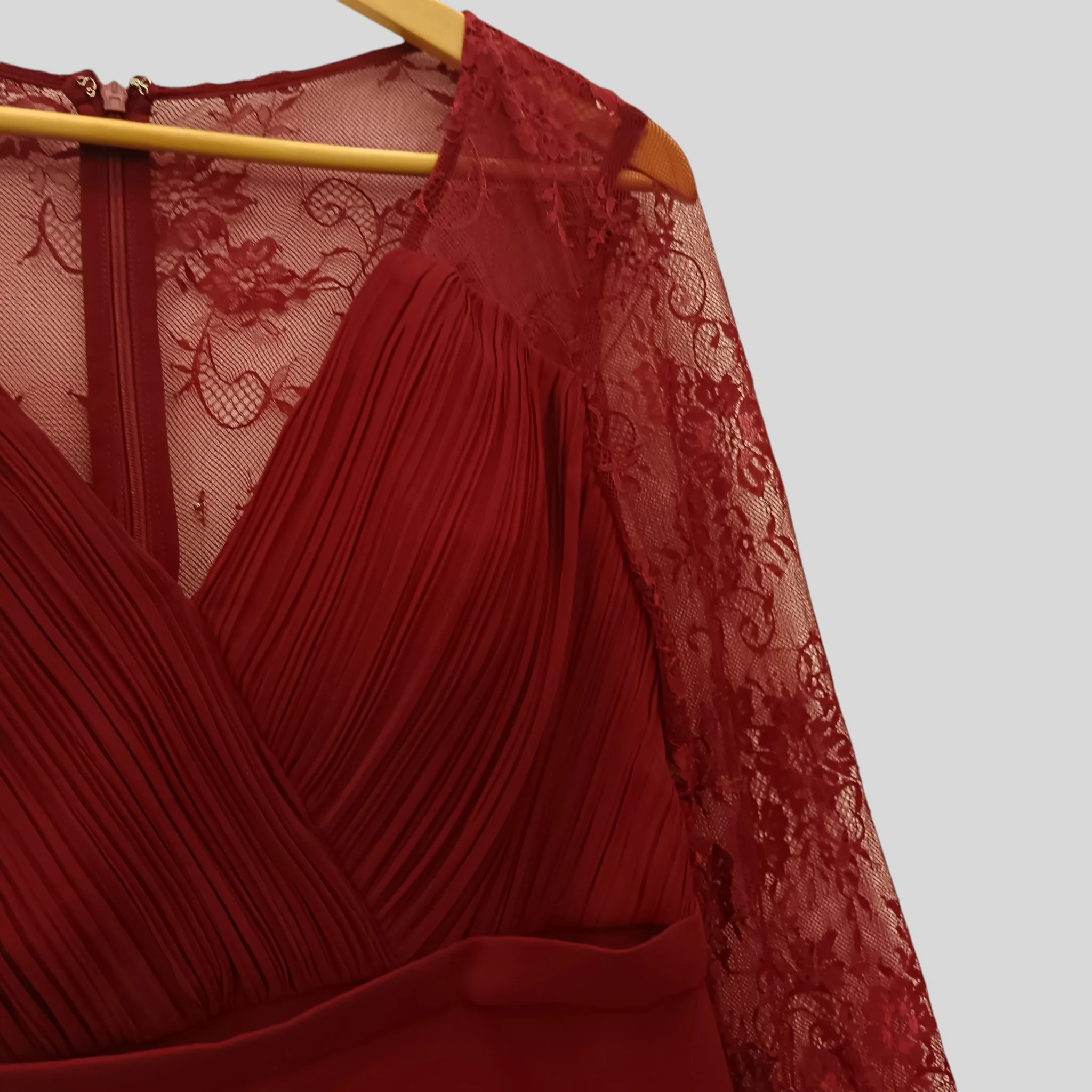 Ever Pretty Ladies Prom Bridesmaid Dark Red Full Length Lace Sleeve Dress UK 16 -Tags On- Womenswear | Preloved - Image 3