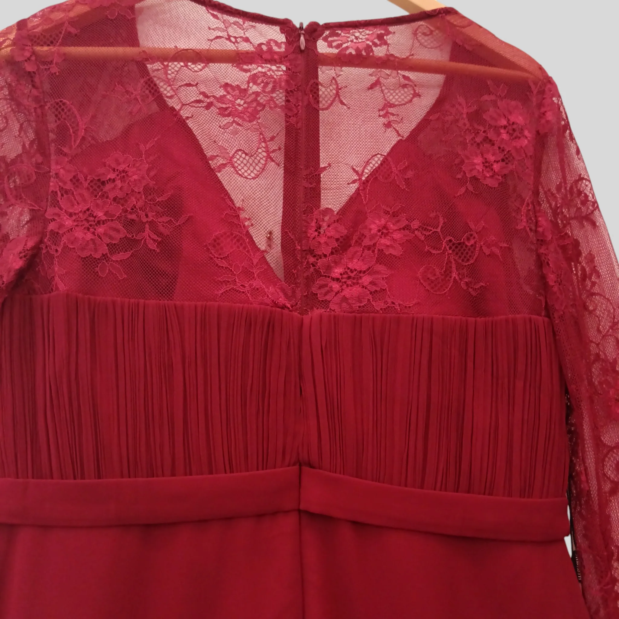 Ever Pretty Ladies Prom Bridesmaid Dark Red Full Length Lace Sleeve Dress UK 16 -Tags On- Womenswear | Preloved - Image 4