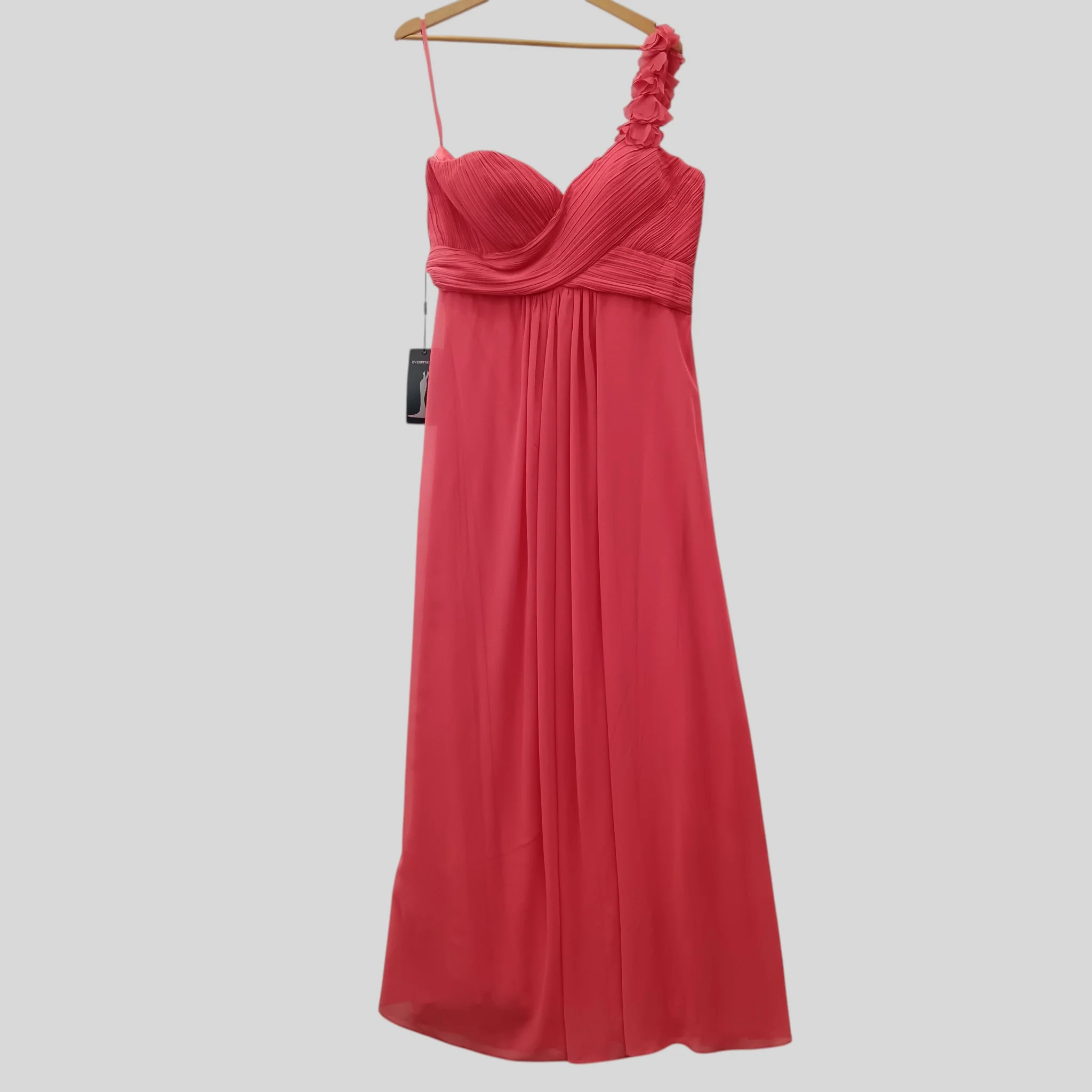 Ever Pretty Ladies Prom Bridesmaid Peach Full Length One Shoulder Dress UK 18 - Tags On- Womenswear | Preloved