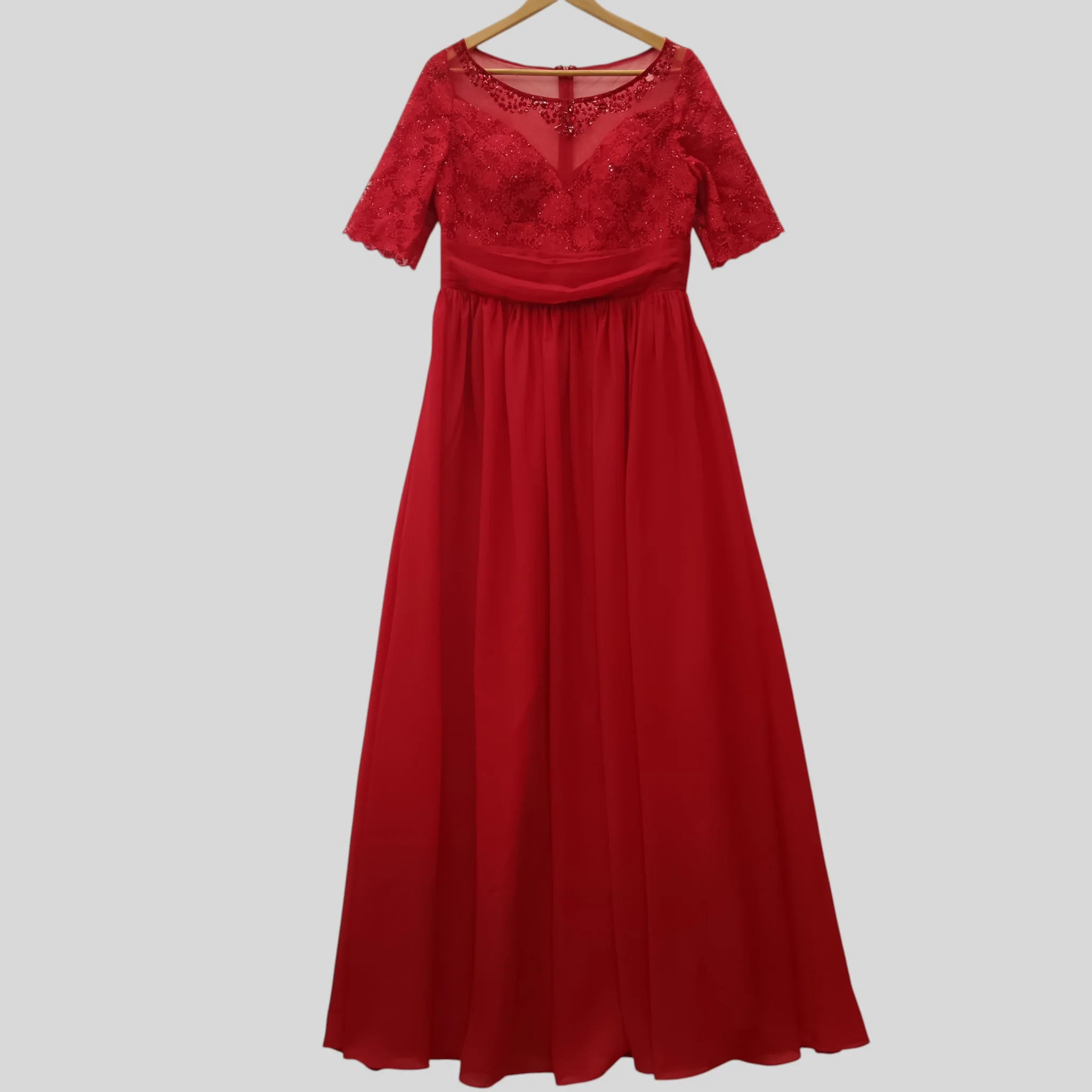 Ever Pretty Ladies Prom Bridesmaid Red Full Length Sleeved Dress UK 16 - Tags On- Womenswear | Preloved