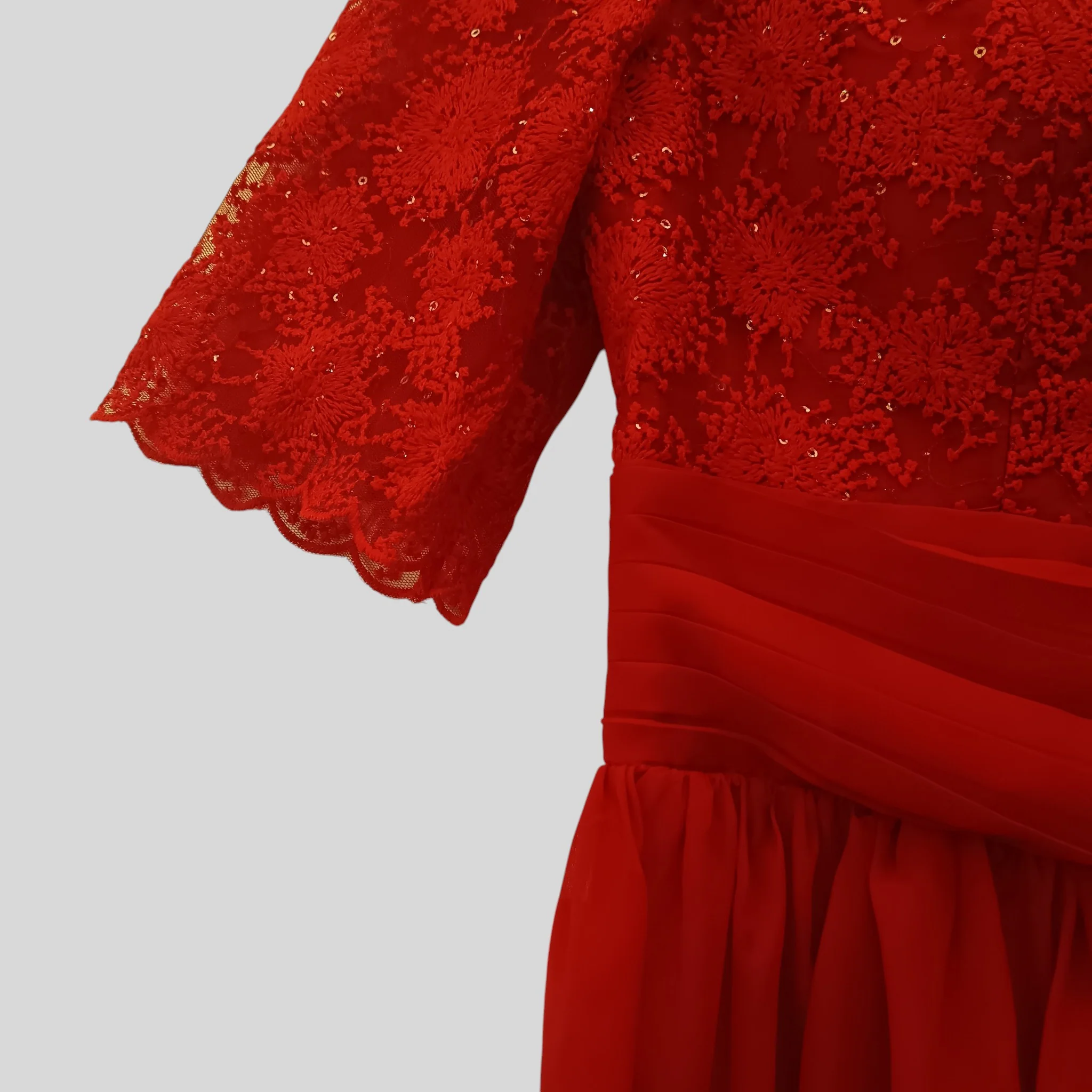 Ever Pretty Ladies Prom Bridesmaid Red Full Length Sleeved Dress UK 16 - Tags On- Womenswear | Preloved - Image 3