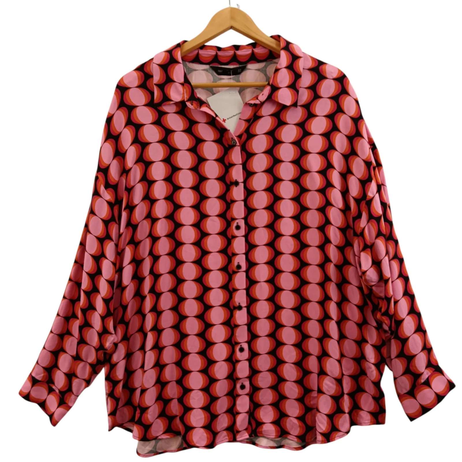 F&F Abstract Print Pink Black Buttoned Ladies Shirt UK 18 Womenswear | Pre-loved
