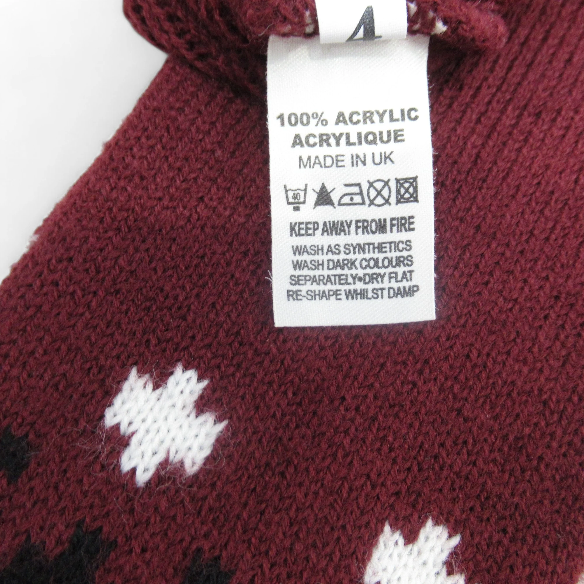 Fair Isle Vintage 8/10 Burgundy Knit Cardigan Womenswear | Preloved - Image 6
