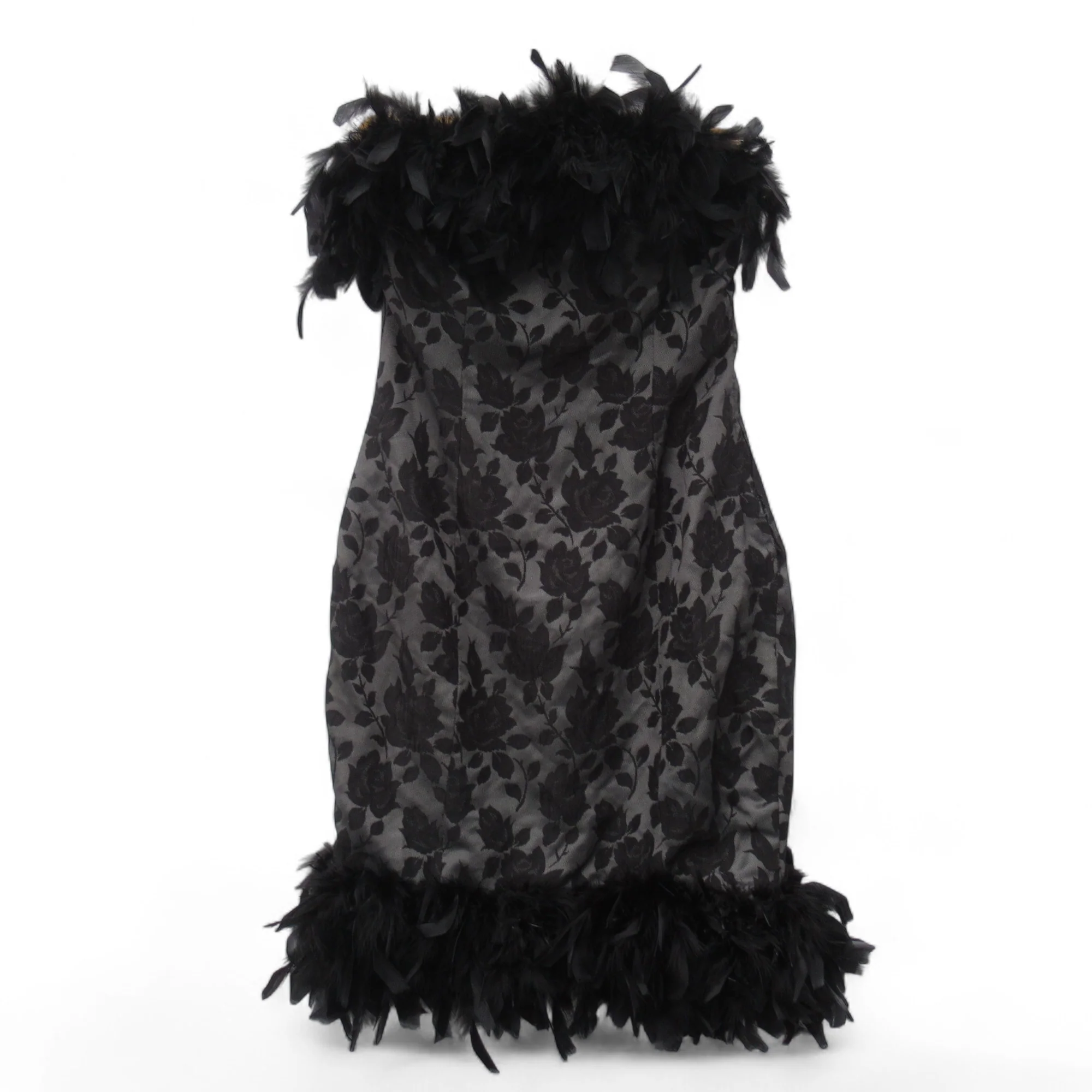 Feather Trim Vintage Dress Small Black Womenswear | Pre-loved