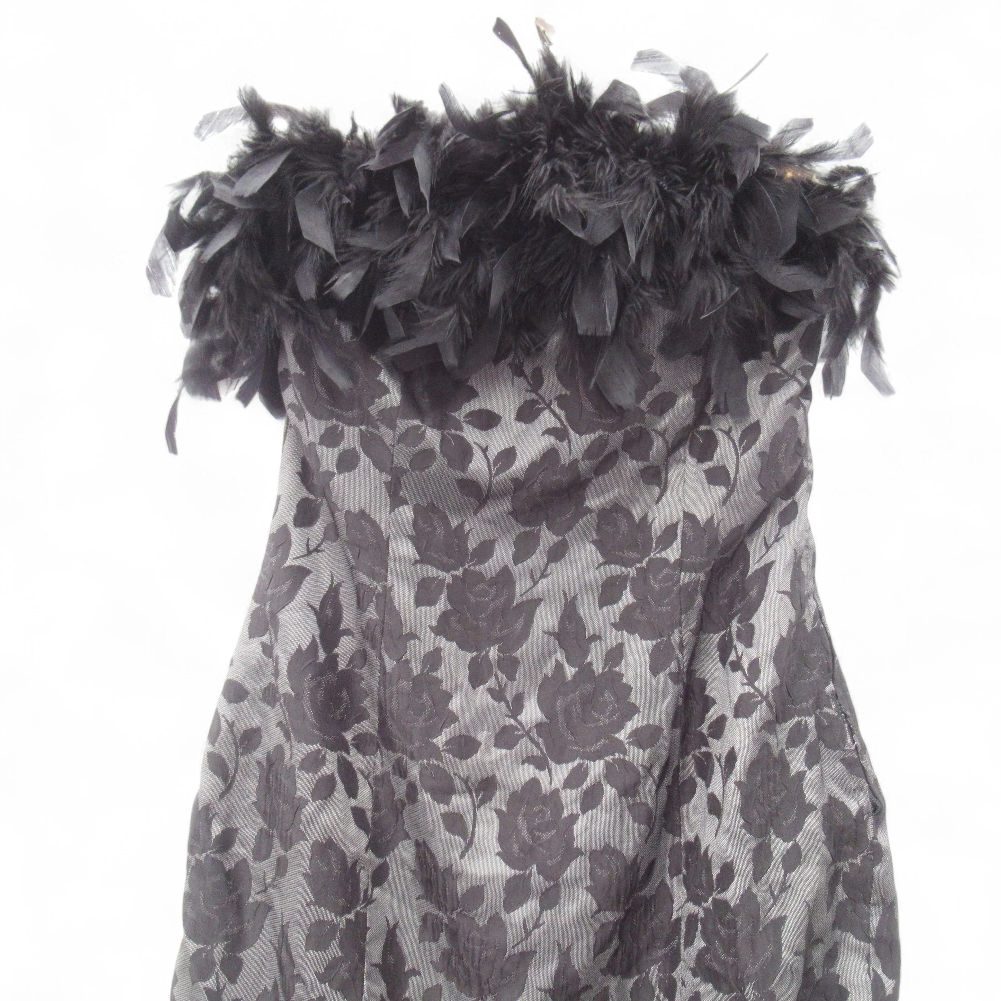 Feather Trim Vintage Dress Small Black Womenswear | Pre-loved - Image 2