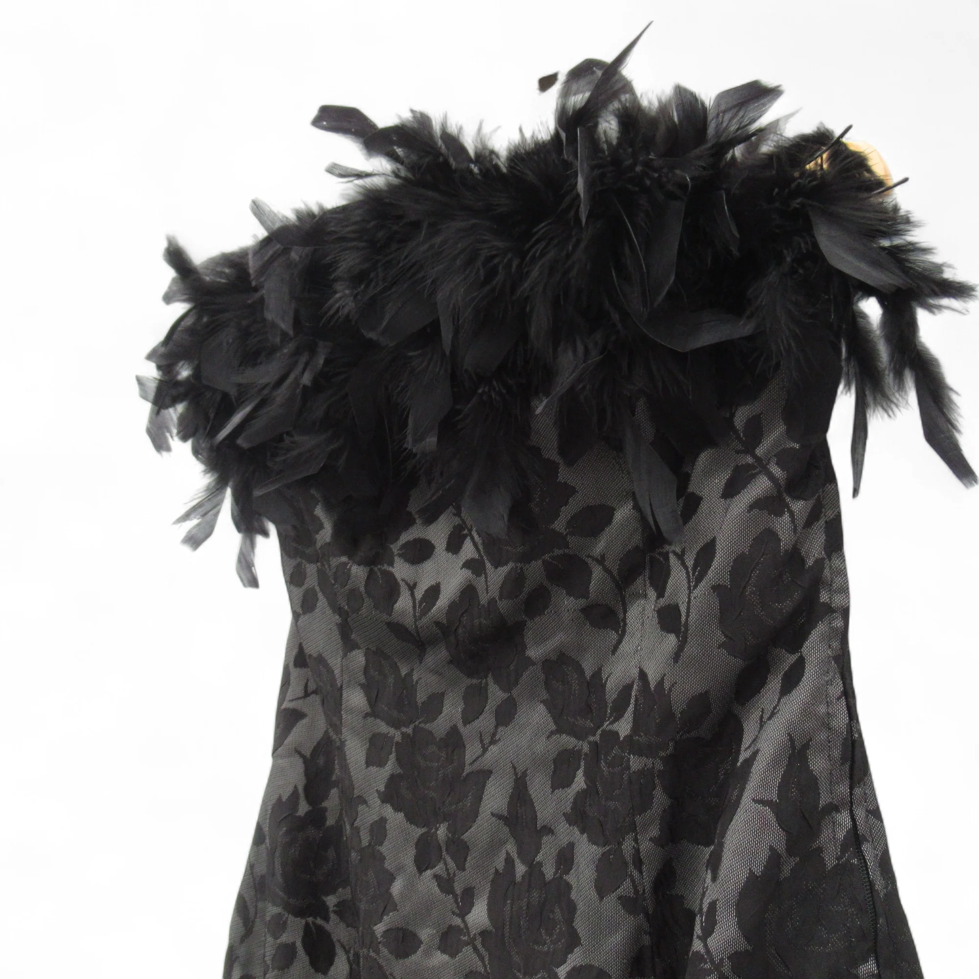 Feather Trim Vintage Dress Small Black Womenswear | Pre-loved - Image 4