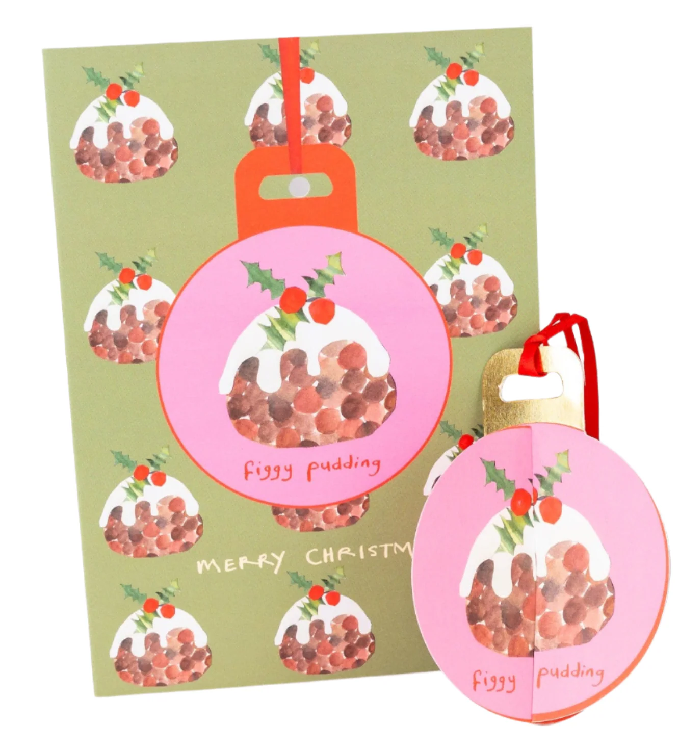 Figgy Pudding | POP-UP Bauble Christmas card with envelope - Image 3