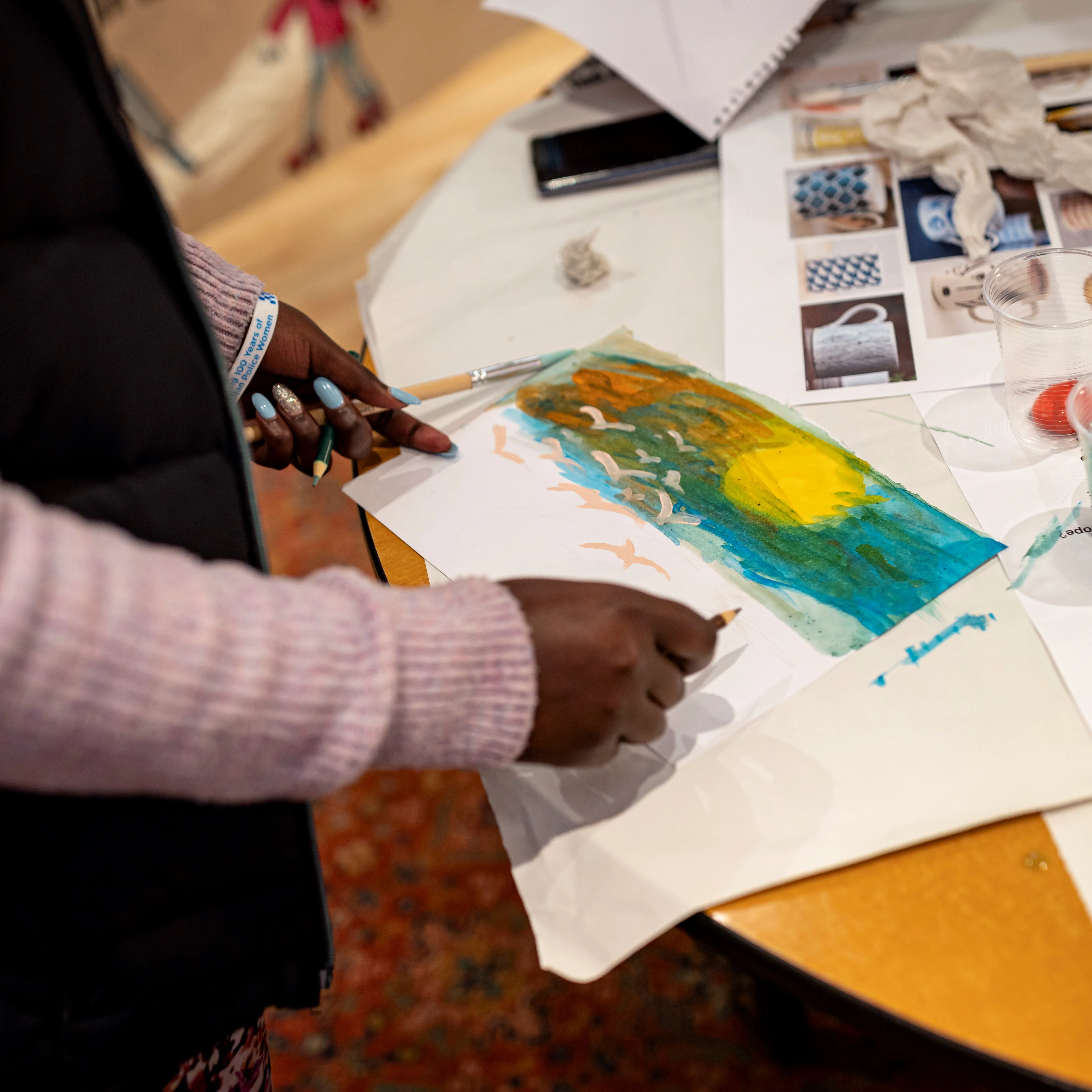 Designed by Refugees Watercolour Scene Coffee Mug - Image 3