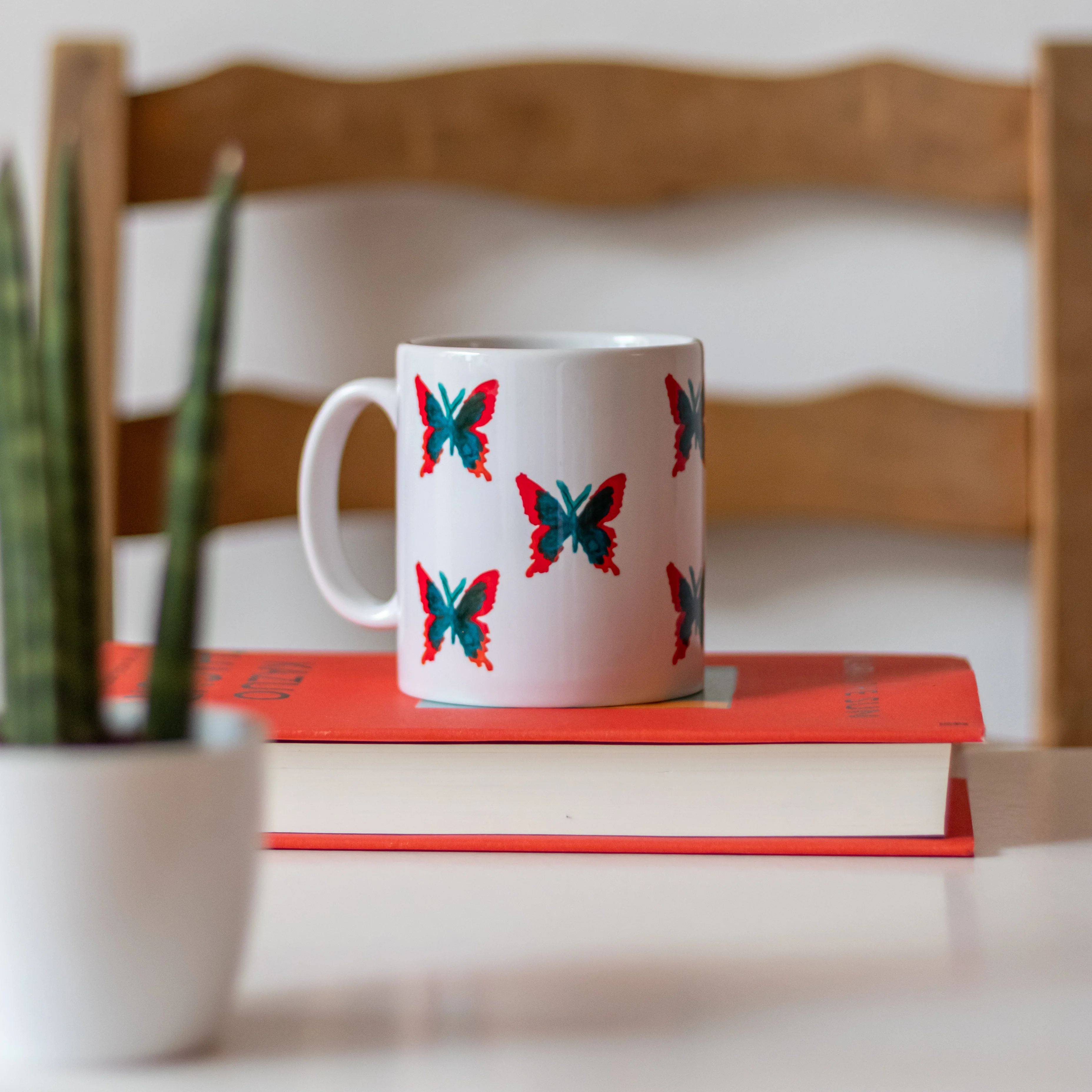 Designed by Refugees Butterfly Print Coffee Mug - Image 4