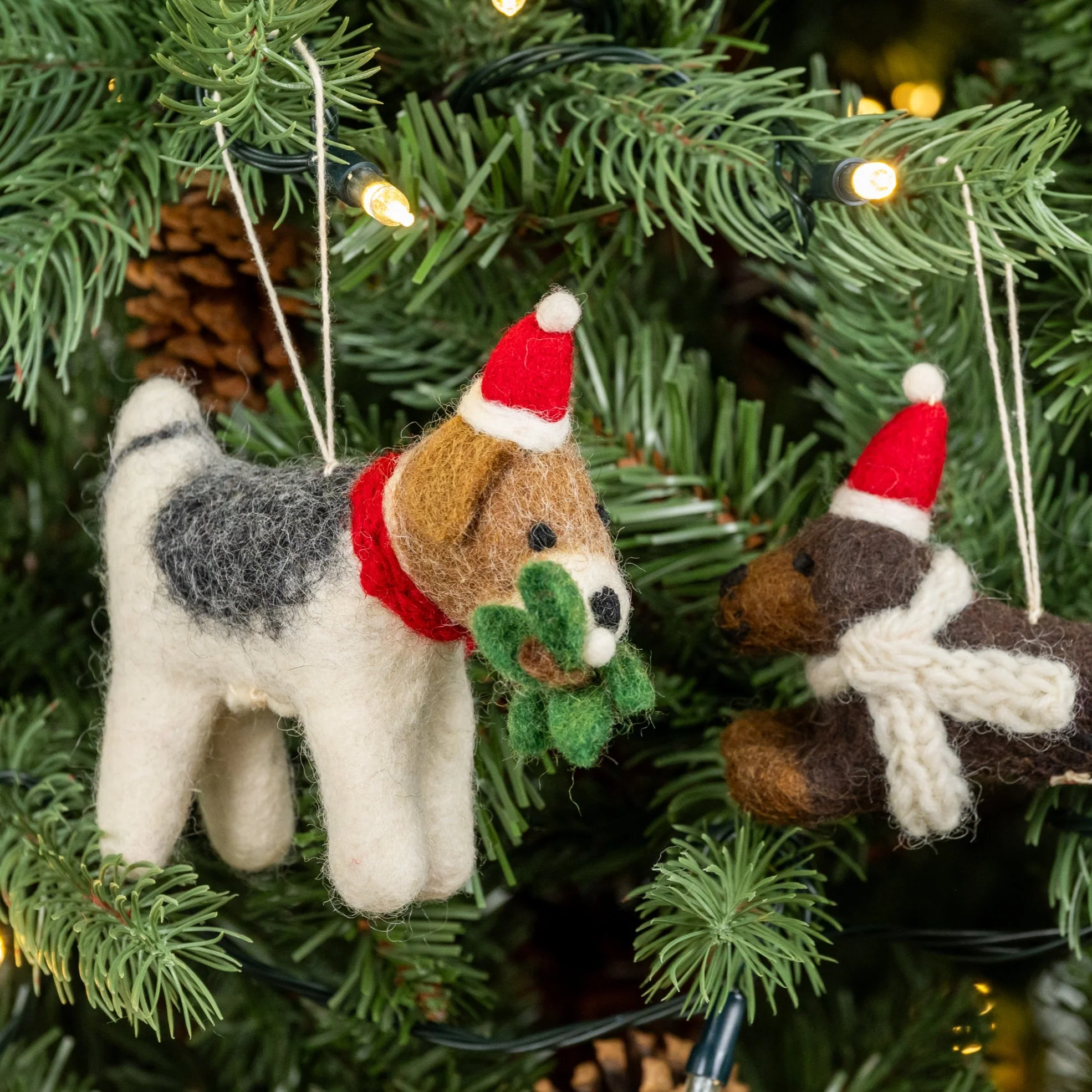 Fox Terrier with Mistletoe Sprig | Handmade Christmas Decoration - Image 3