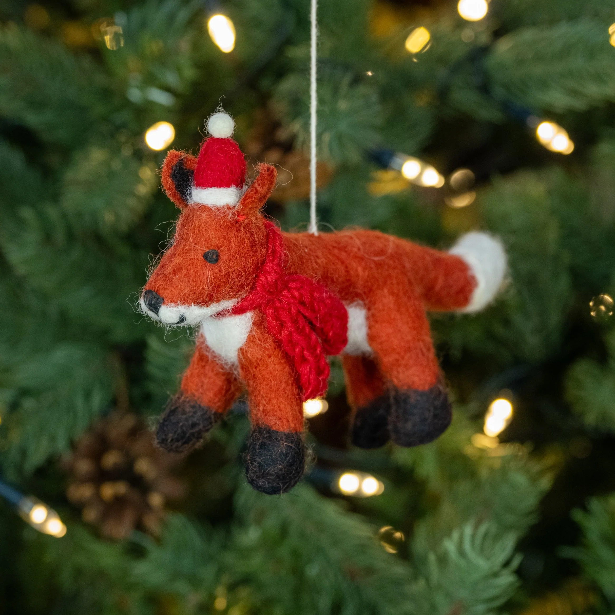 Fox with Hat & Scarf | Handmade Christmas Decoration