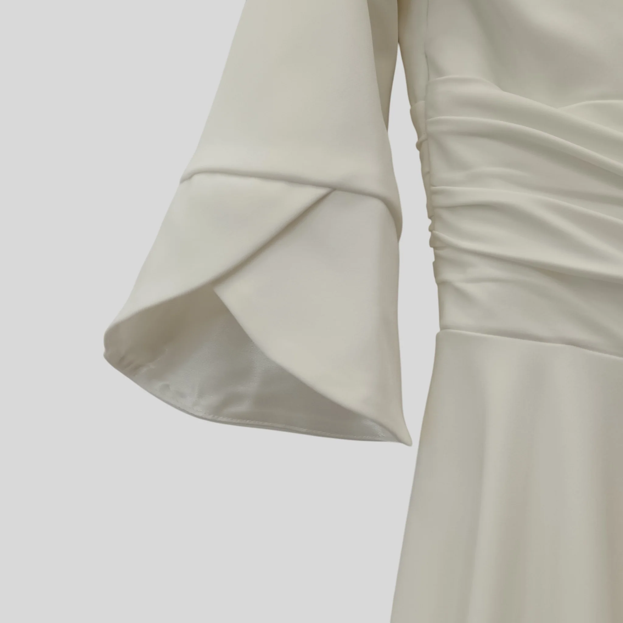 Freda Bennet White Bridal V-neck Draped Waist Full Length 3/4 Sleeve UK M - - Image 5