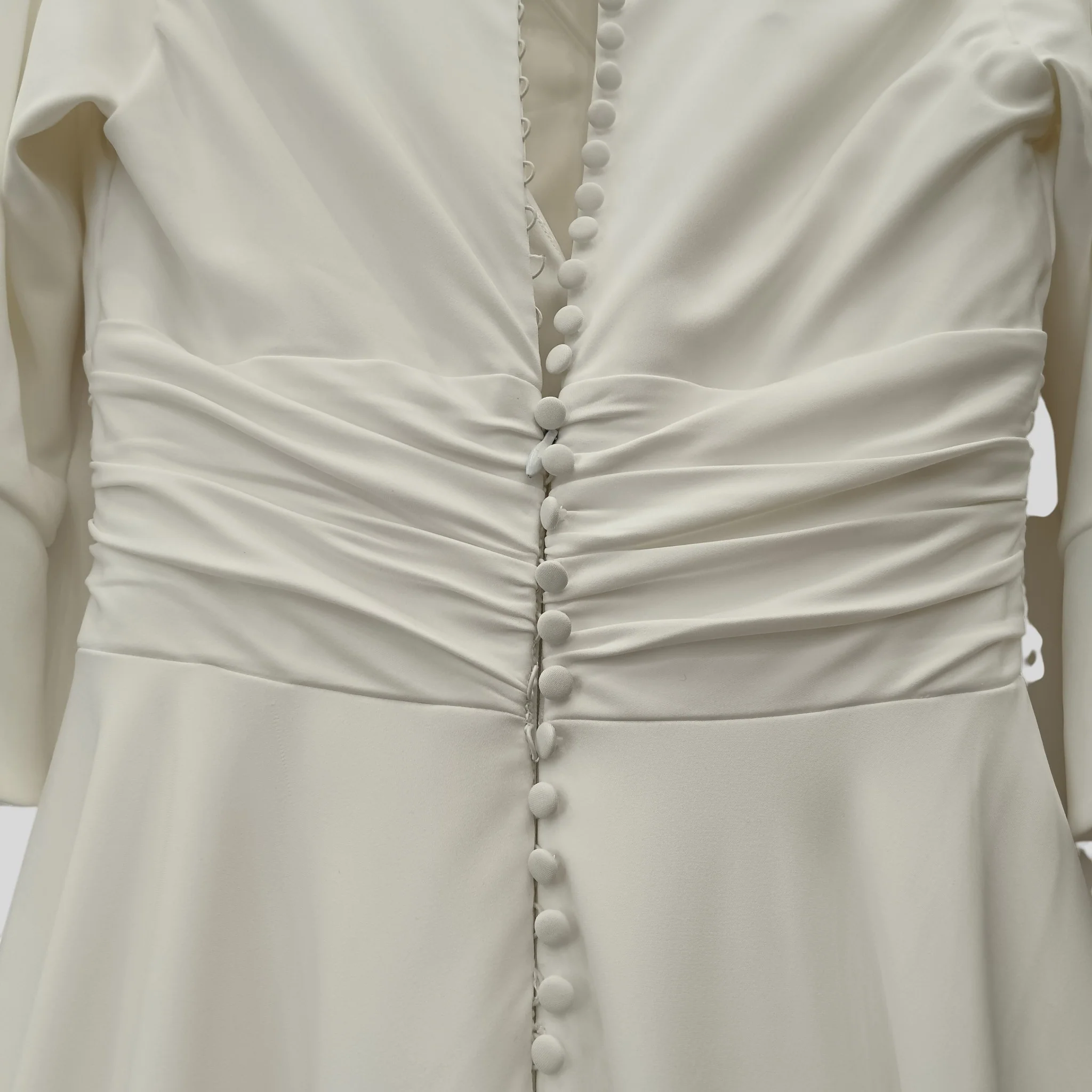 Freda Bennet White Bridal V-neck Draped Waist Full Length 3/4 Sleeve UK M - - Image 6
