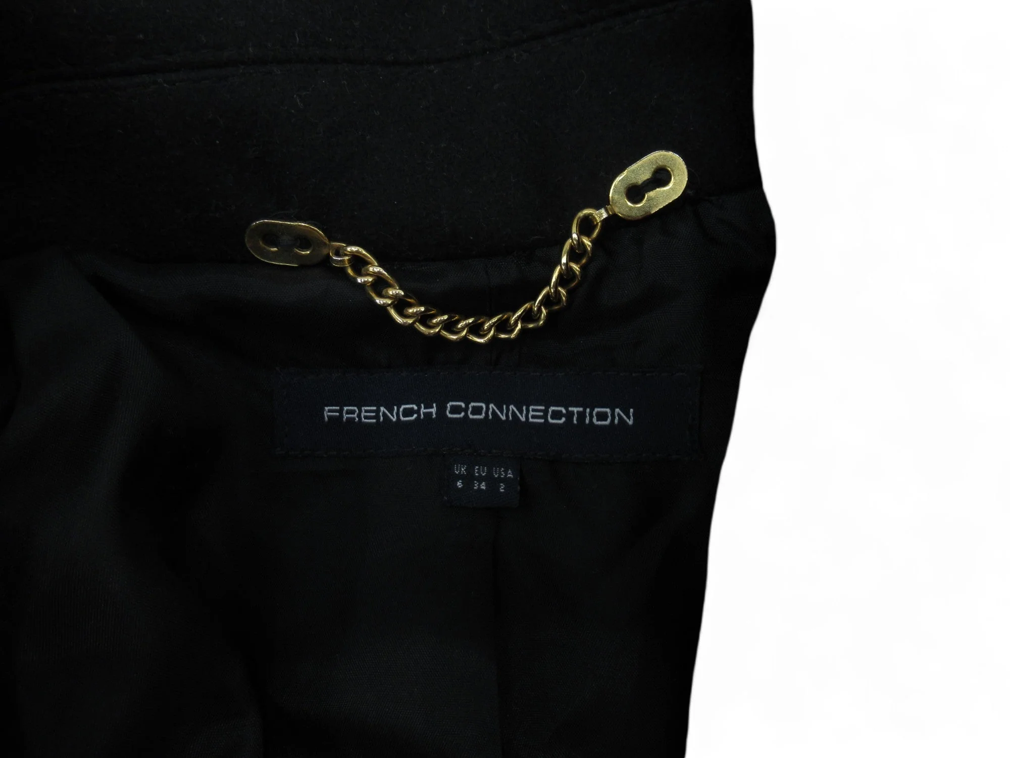 French Connection UK 6 Black Brown Wool Coat Womenswear | Preloved - Image 4