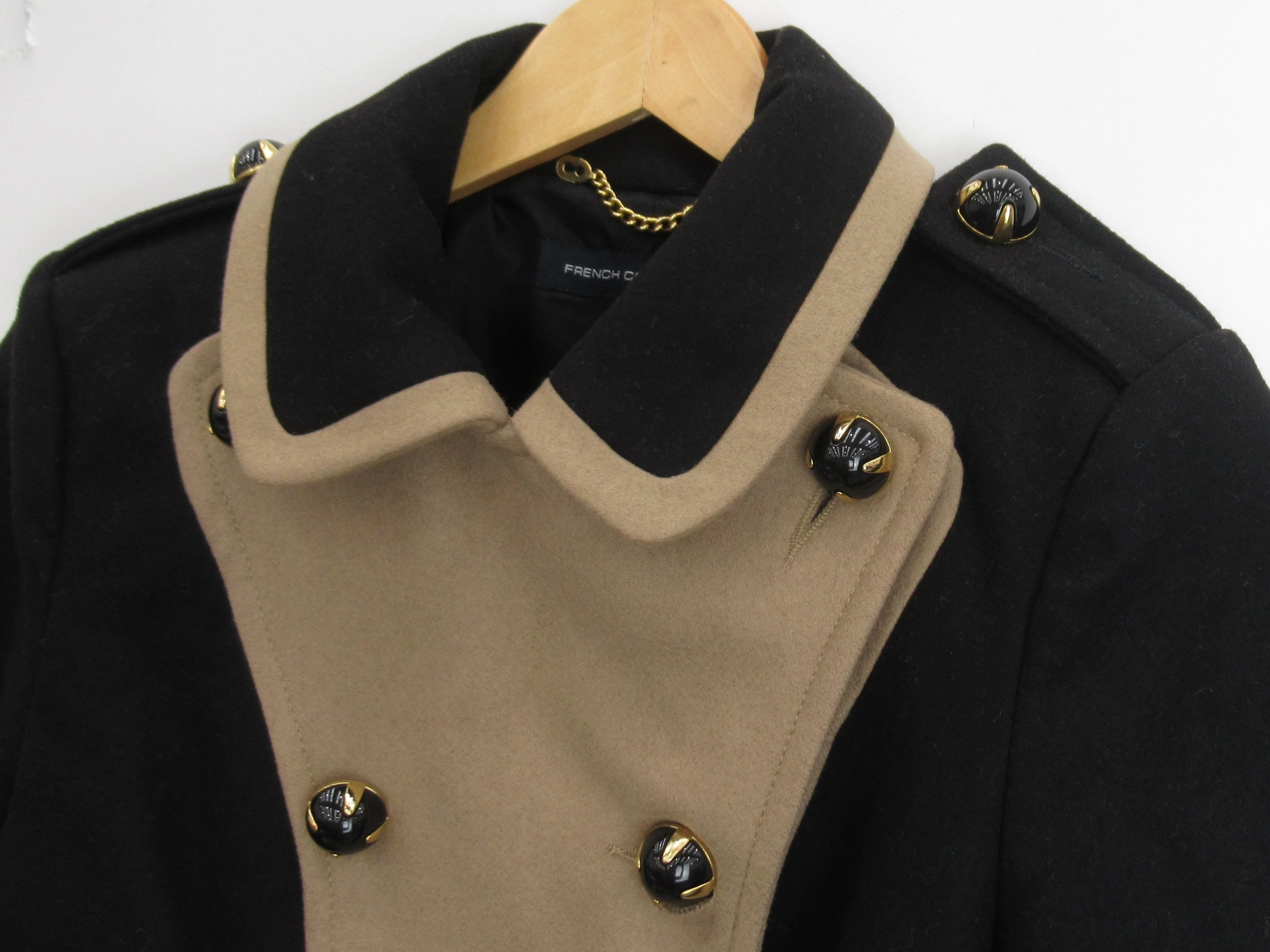 French Connection UK 6 Black Brown Wool Coat Womenswear | Preloved - Image 6