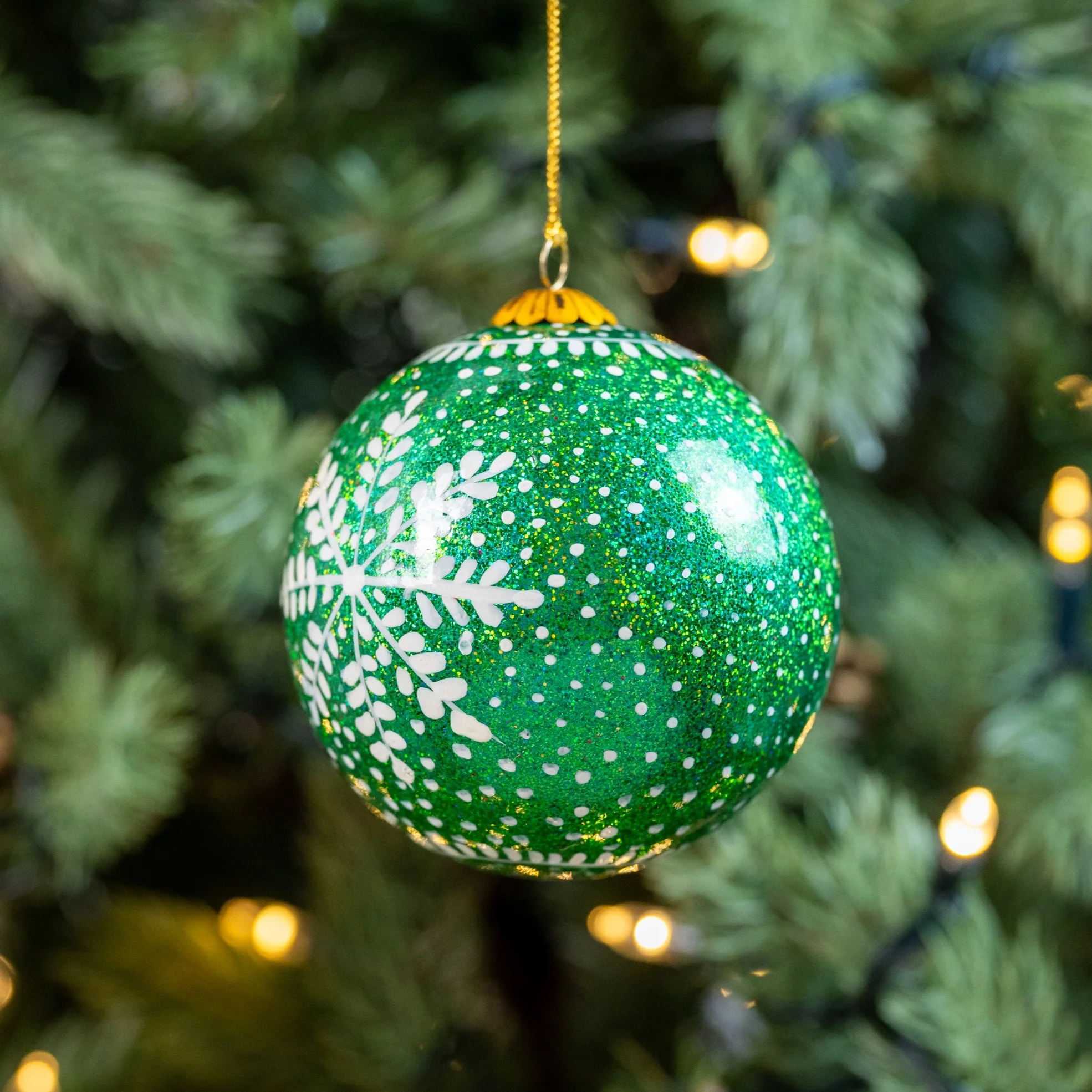 Frozen Green Hand Painted Christmas Bauble | British Red Cross Shop - Image 2