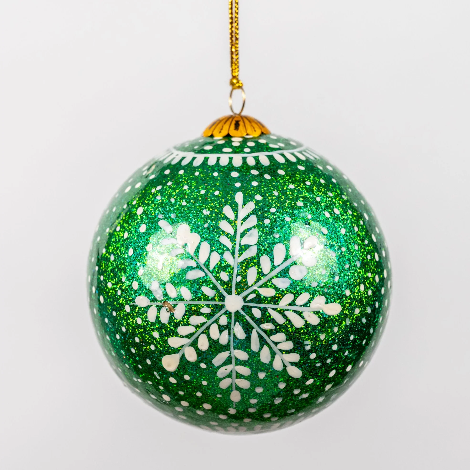 Frozen Green Hand Painted Christmas Bauble | British Red Cross Shop - Image 3