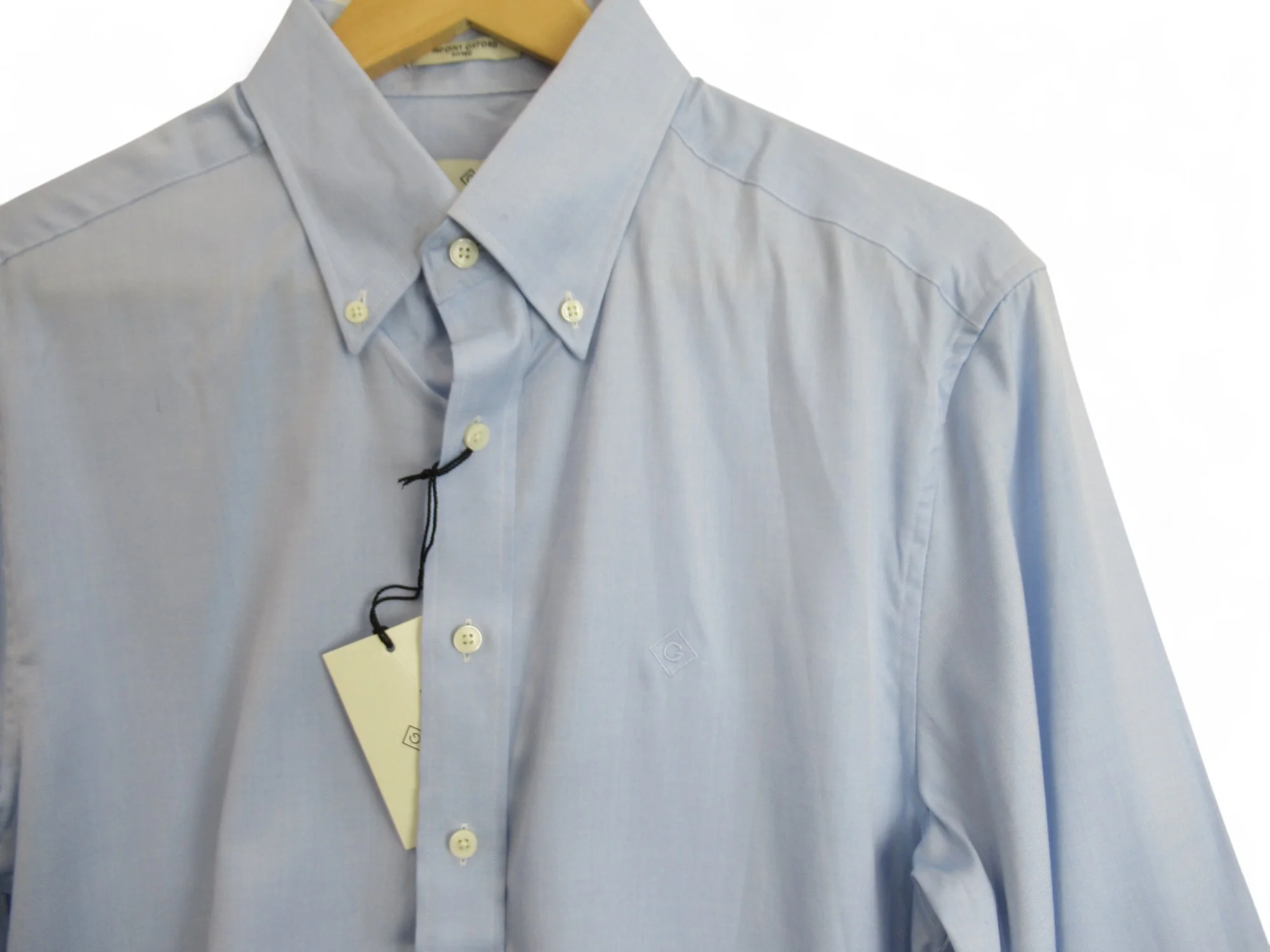 Gant Large Blue Pinpoint Oxford Fitted Shirt Menswear | Preloved - Image 2