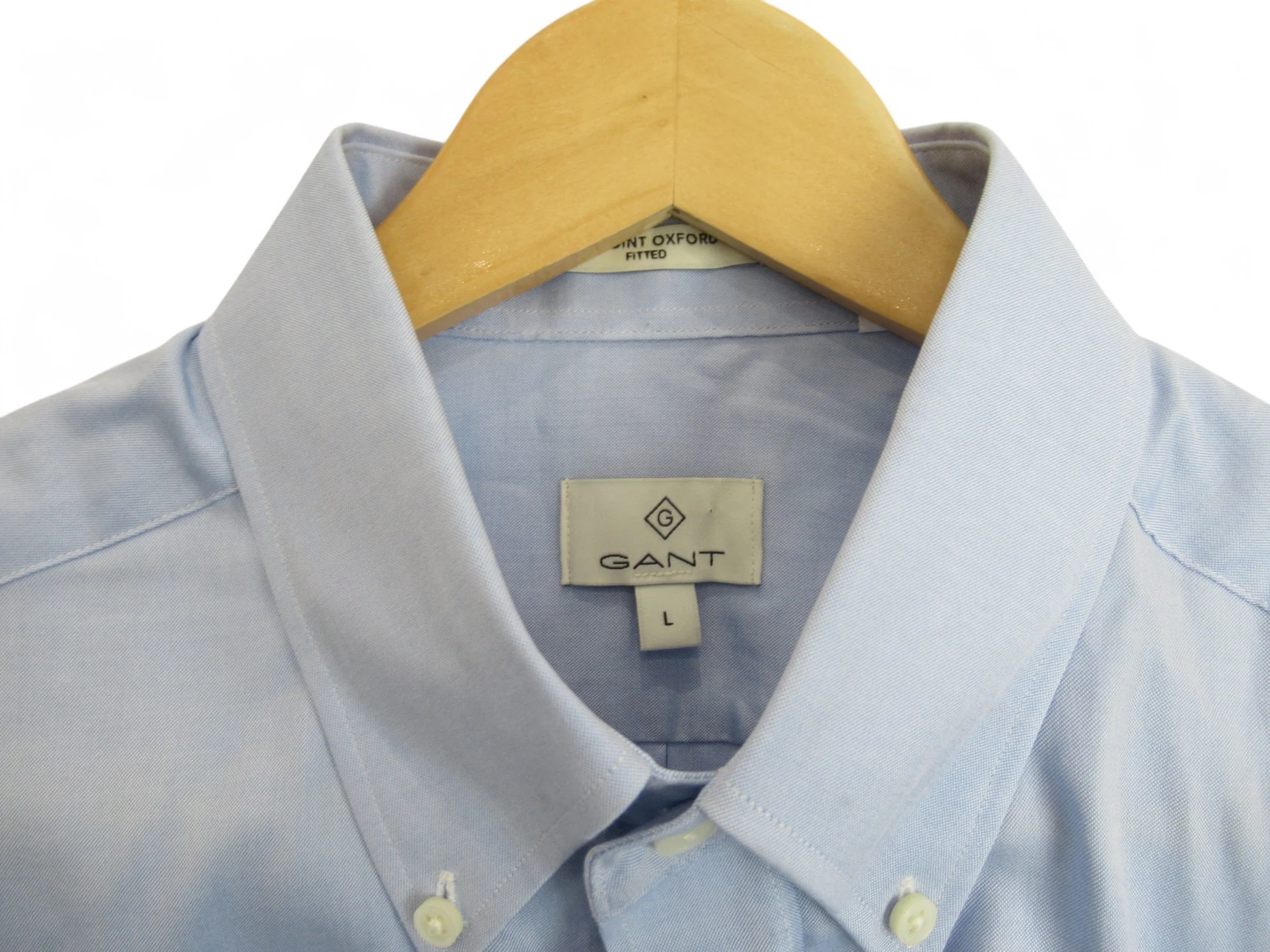 Gant Large Blue Pinpoint Oxford Fitted Shirt Menswear | Preloved - Image 4