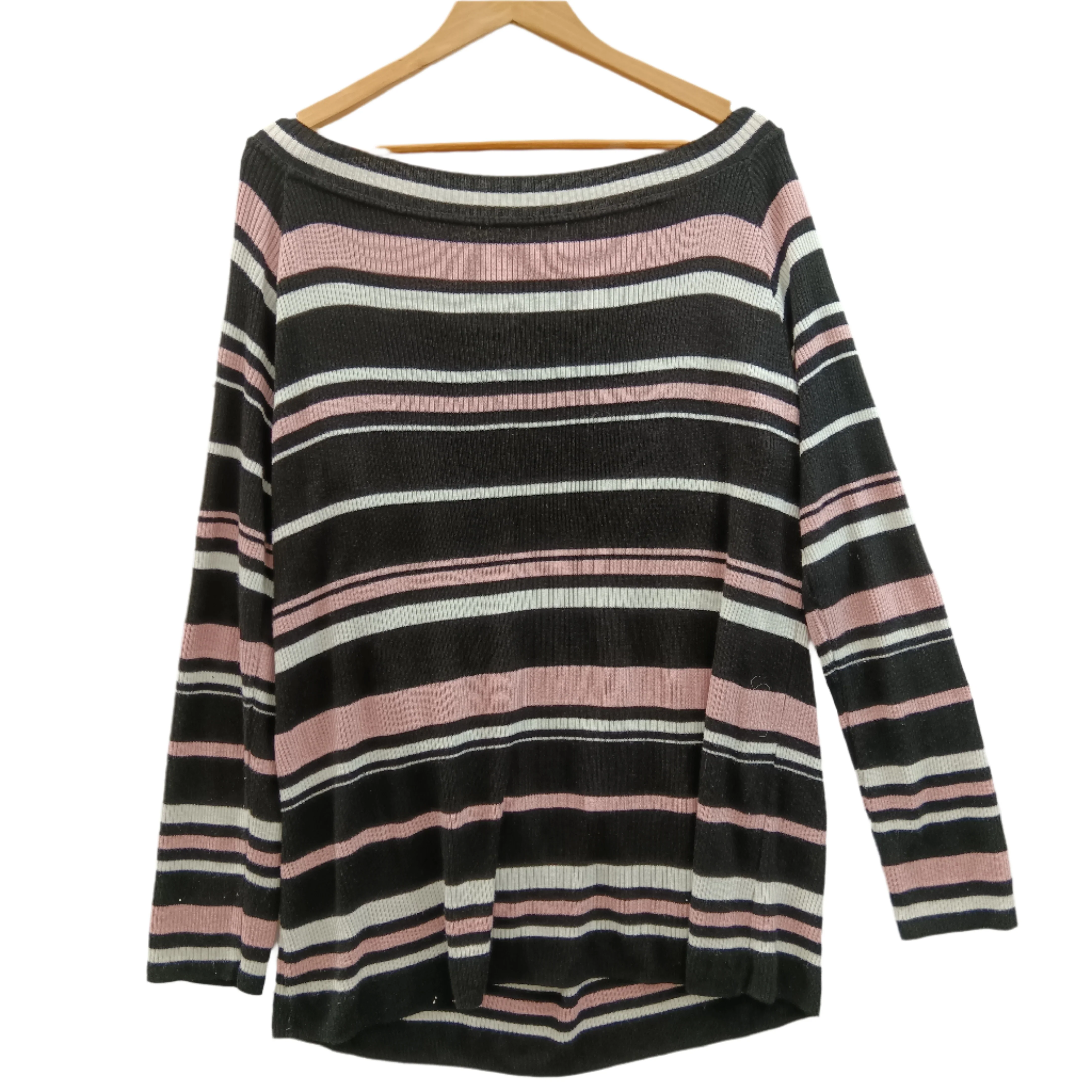 George Black Pink White Striped Jumper For Ladies UK 24 Womenswear | Pre-loved - Image 2