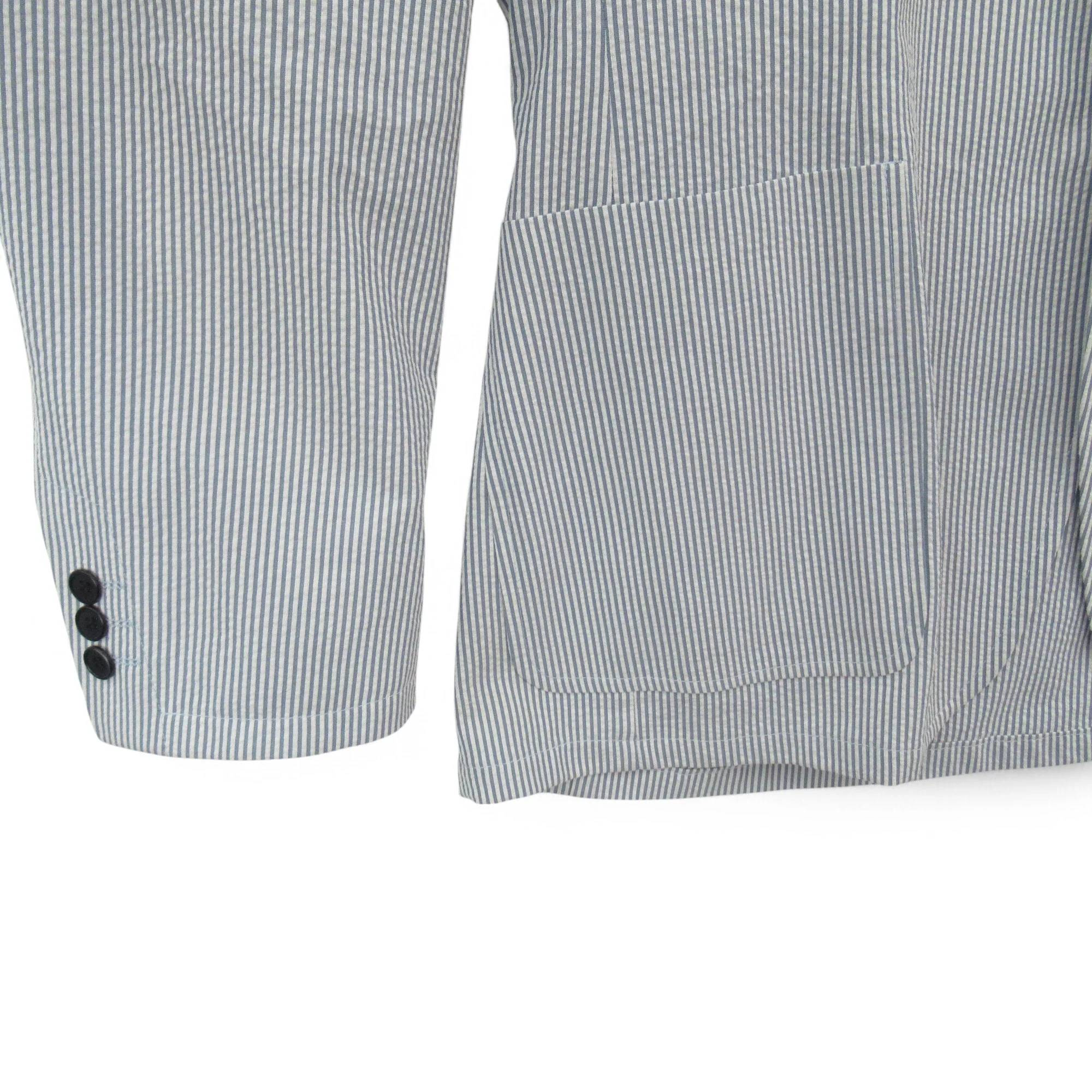 Gerry Weber Pinstripe Blazer Blue White XXL Menswear | Pre-loved - Image 3