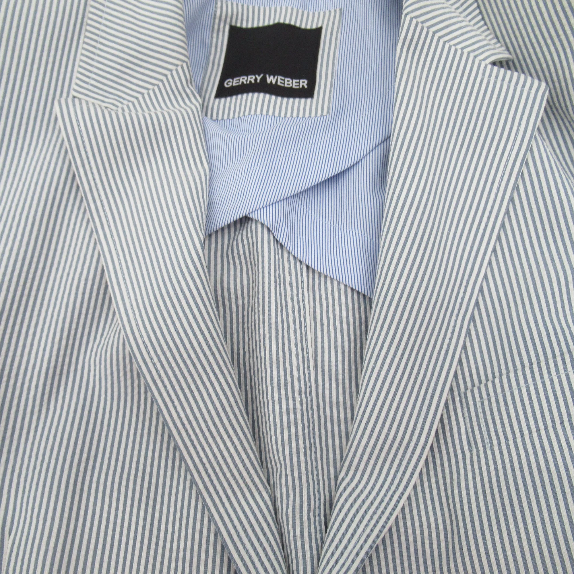 Gerry Weber Pinstripe Blazer Blue White XXL Menswear | Pre-loved - Image 6