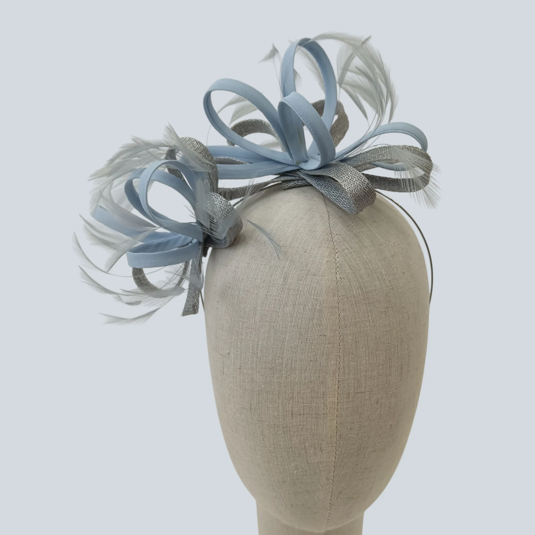 Gina Bacconi Special Occasion Wedding Fascinator Silver and Blue