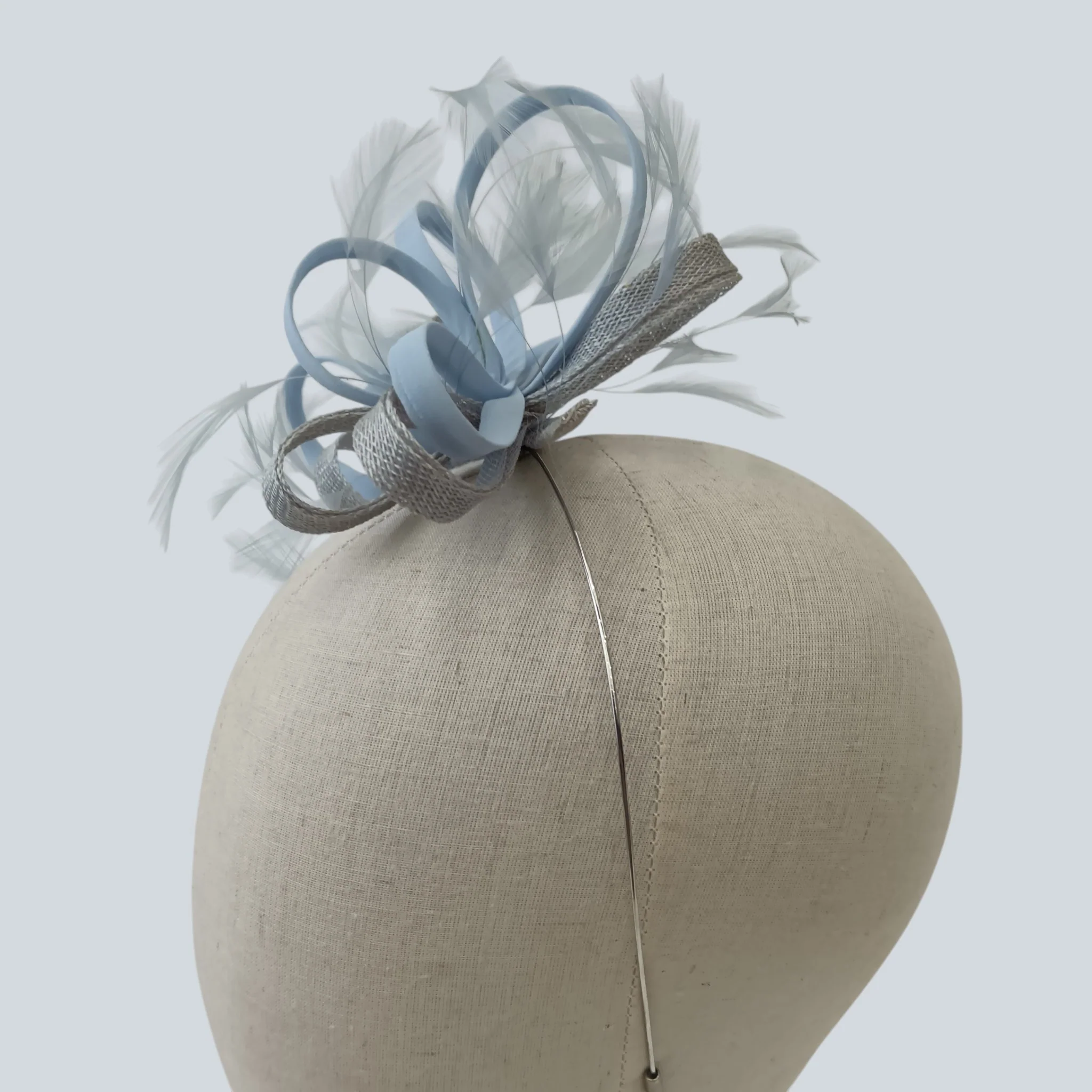 Gina Bacconi Special Occasion Wedding Fascinator Silver and Blue - Image 2
