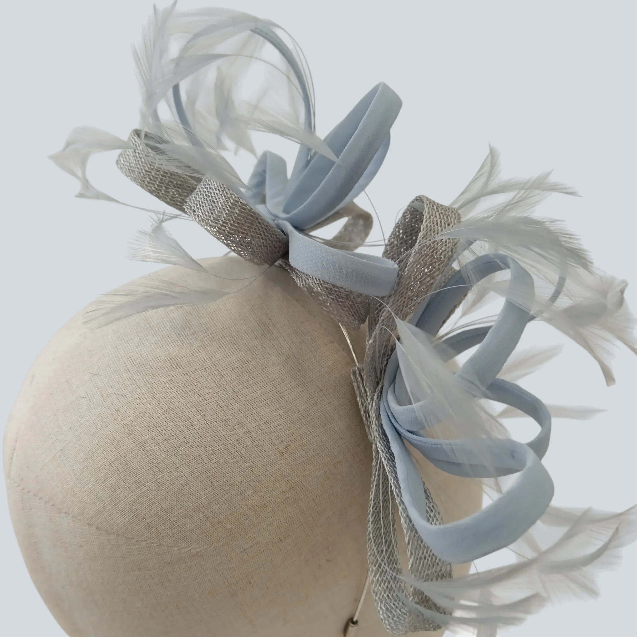 Gina Bacconi Special Occasion Wedding Fascinator Silver and Blue - Image 4