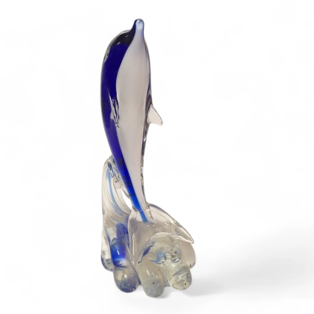 Glass Dolphin Figurine Ornament Collectable Blue Clear | Preloved - Image 3