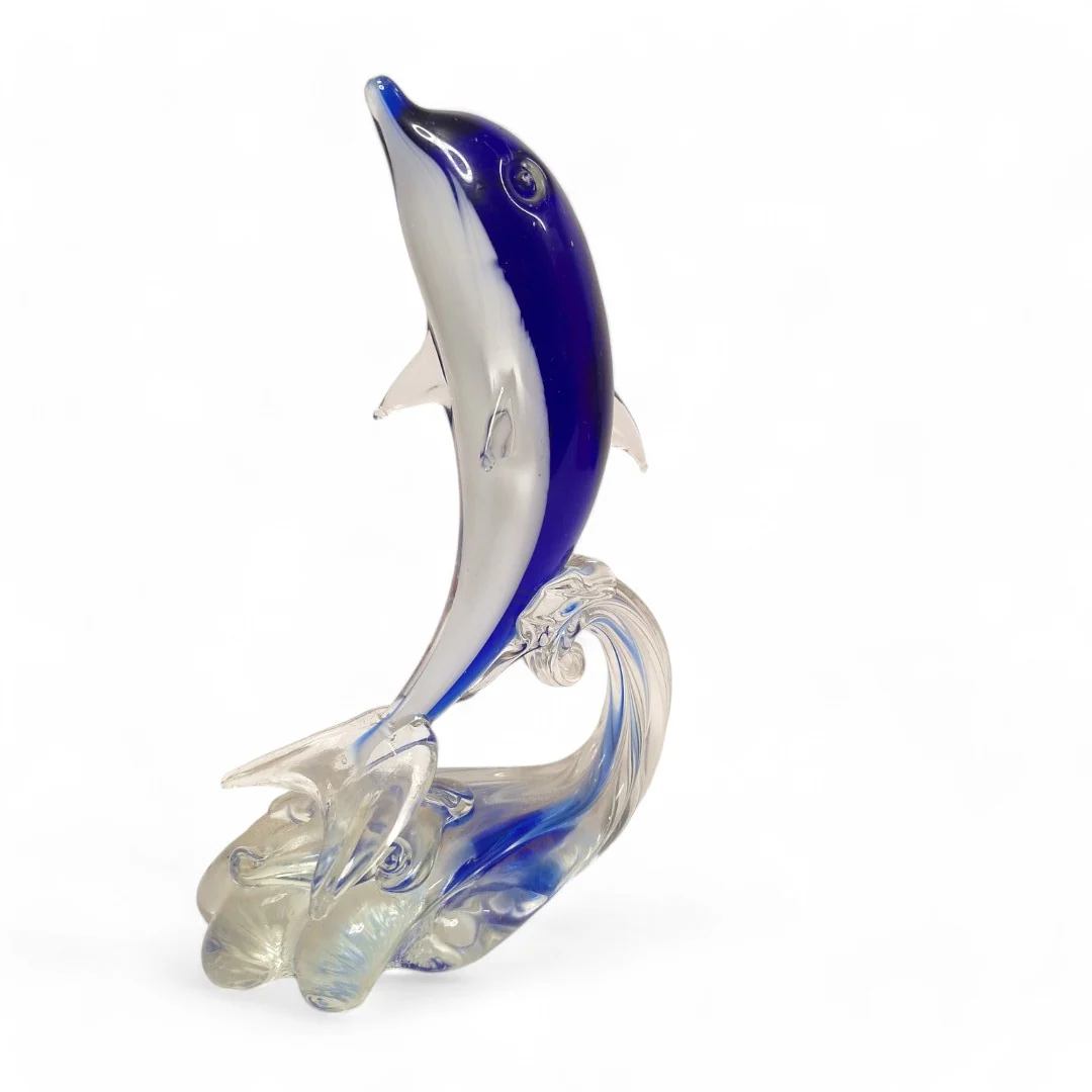 Glass Dolphin Figurine Ornament Collectable Blue Clear | Preloved - Image 4