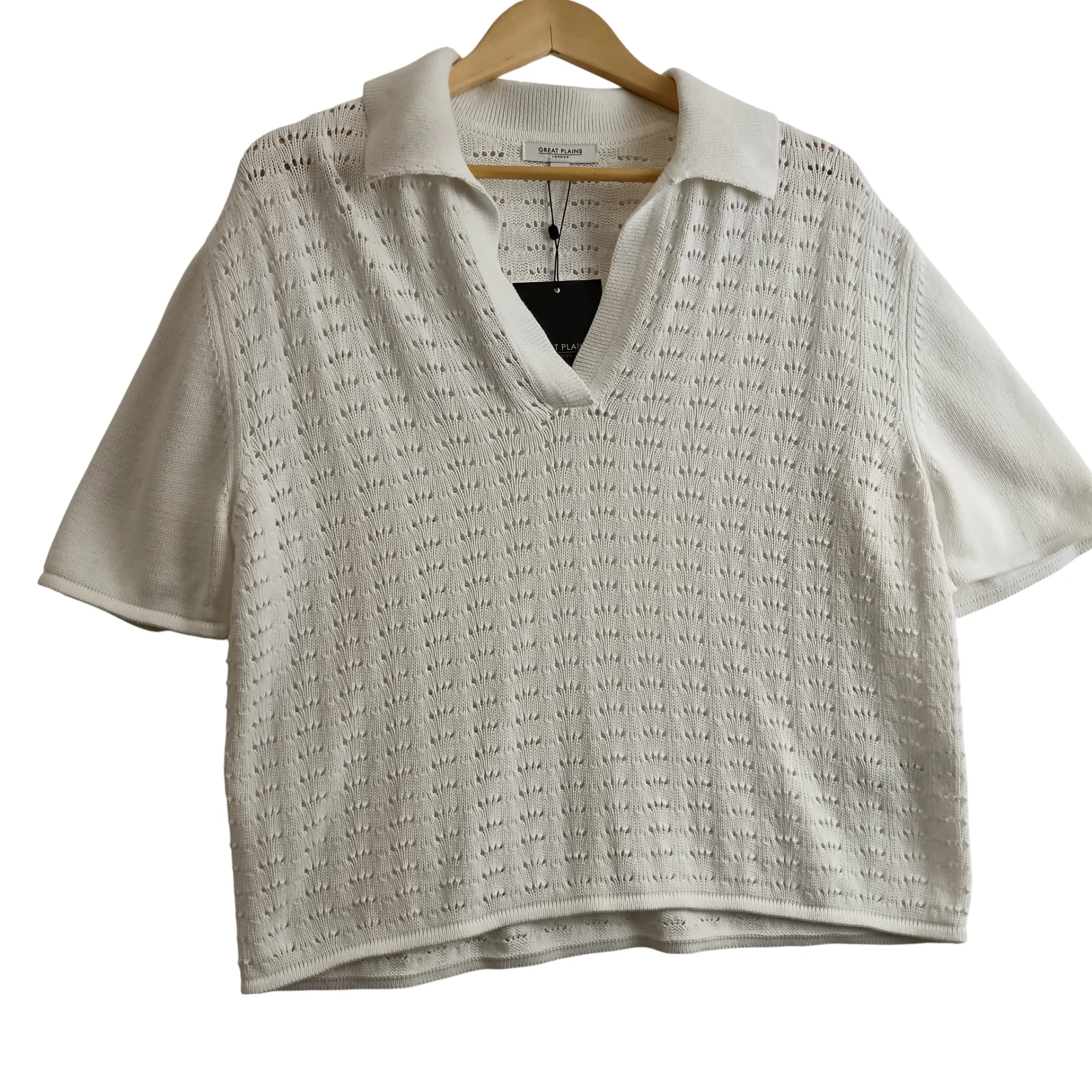 Great Plains Ladies Knitted White Top Collared UK Large -Tags On - Womenswear | Pre-loved