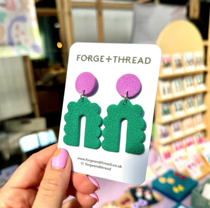 Green and Lilac Scalloped Arch Earring | Forge + Thread - Image 4