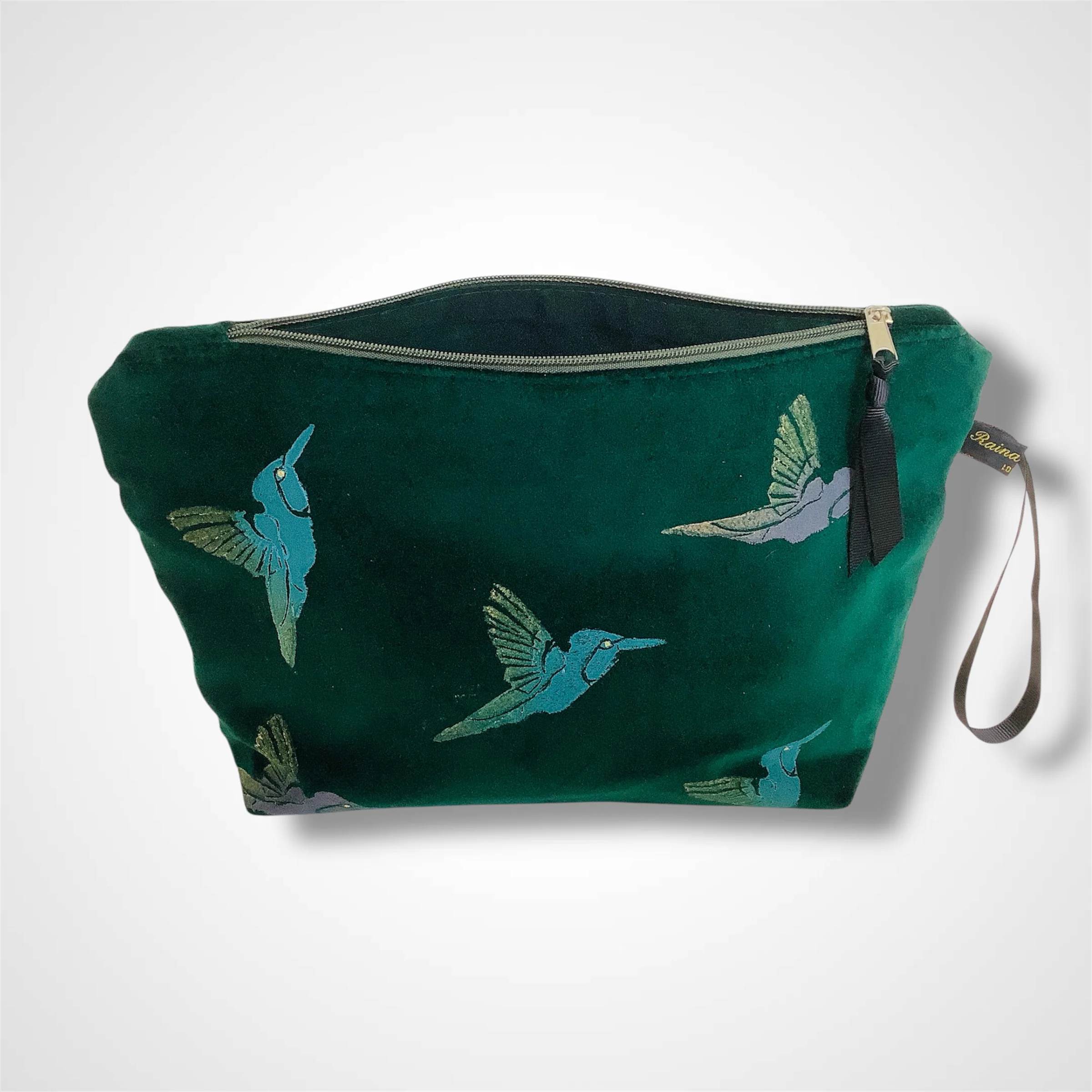 Green Humming bird | Make up Bag | Raina Atelier - Image 2