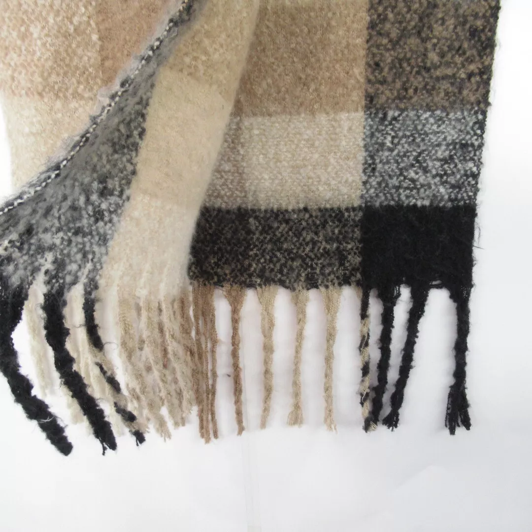 Gregory Ladner 19"x74"Brown Check Wool Scarf Womenswear | Preloved - Image 4