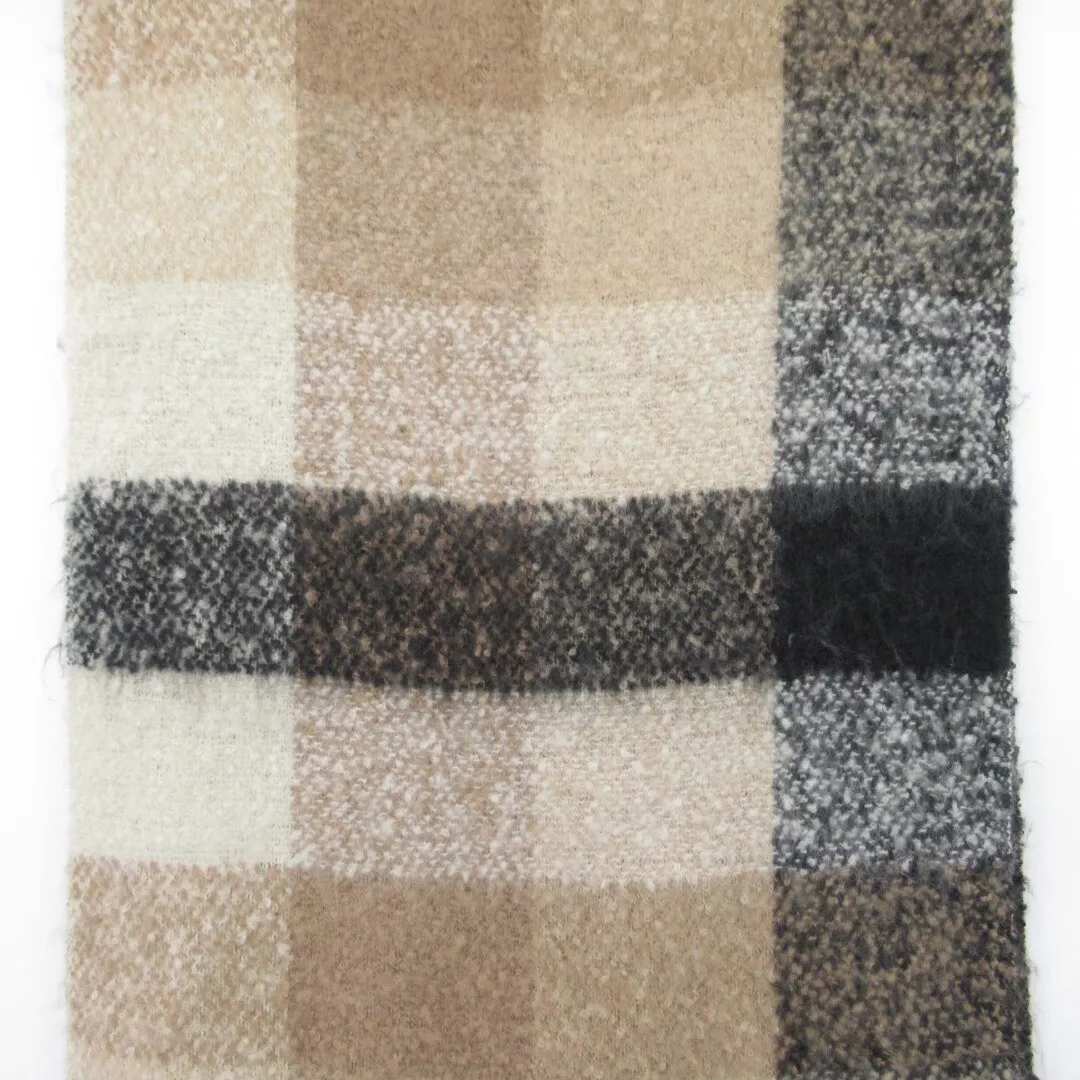 Gregory Ladner 19"x74"Brown Check Wool Scarf Womenswear | Preloved - Image 5