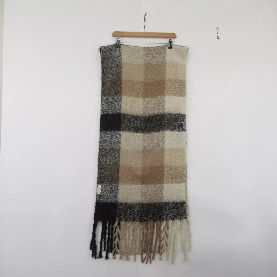Gregory Ladner 19"x74"Brown Check Wool Scarf Womenswear | Preloved - Image 6