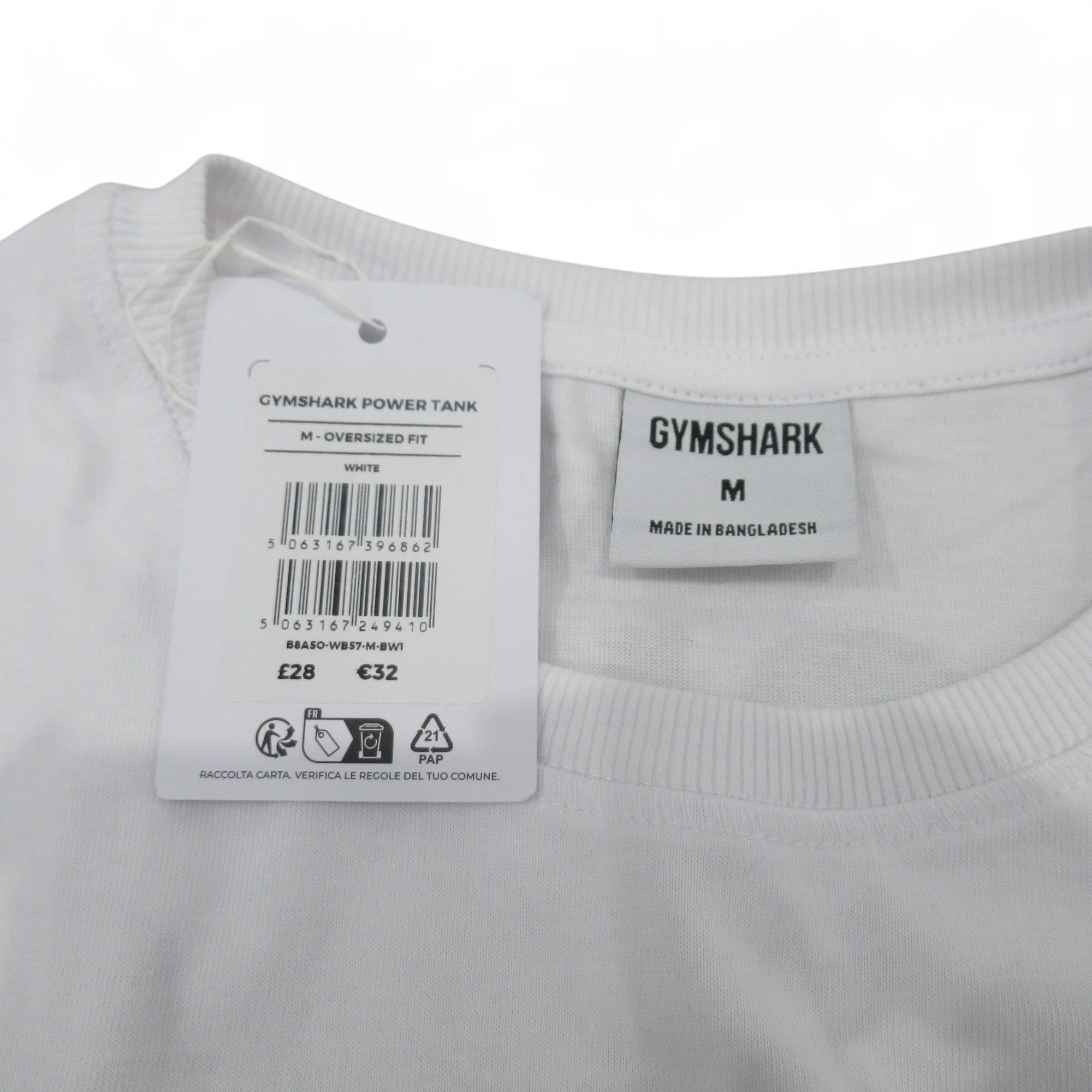 Gymshark Power Tank Medium White Vest Oversized Menswear | Preloved - Image 6