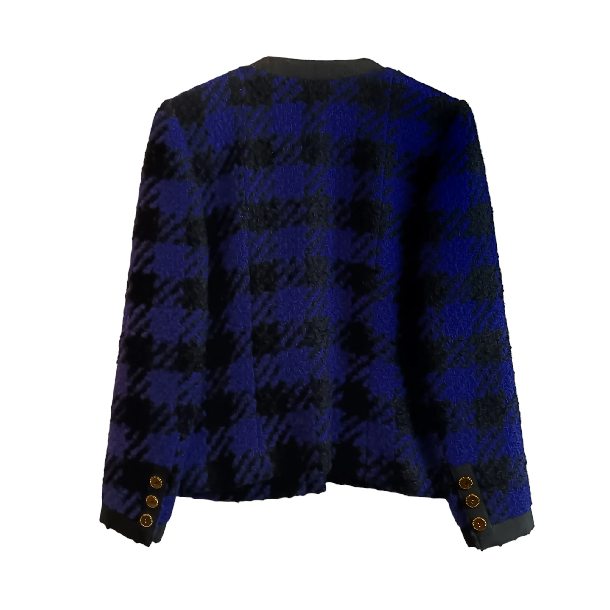 Hardy Amies Vintage Black and Purple Short Tweed Women's Jacket UK Large-  Womenswear | Pre-loved - Image 2