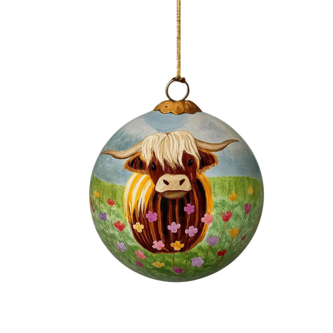 Highland Cow Hand Painted Christmas Bauble | British Red Cross Shop - Image 2