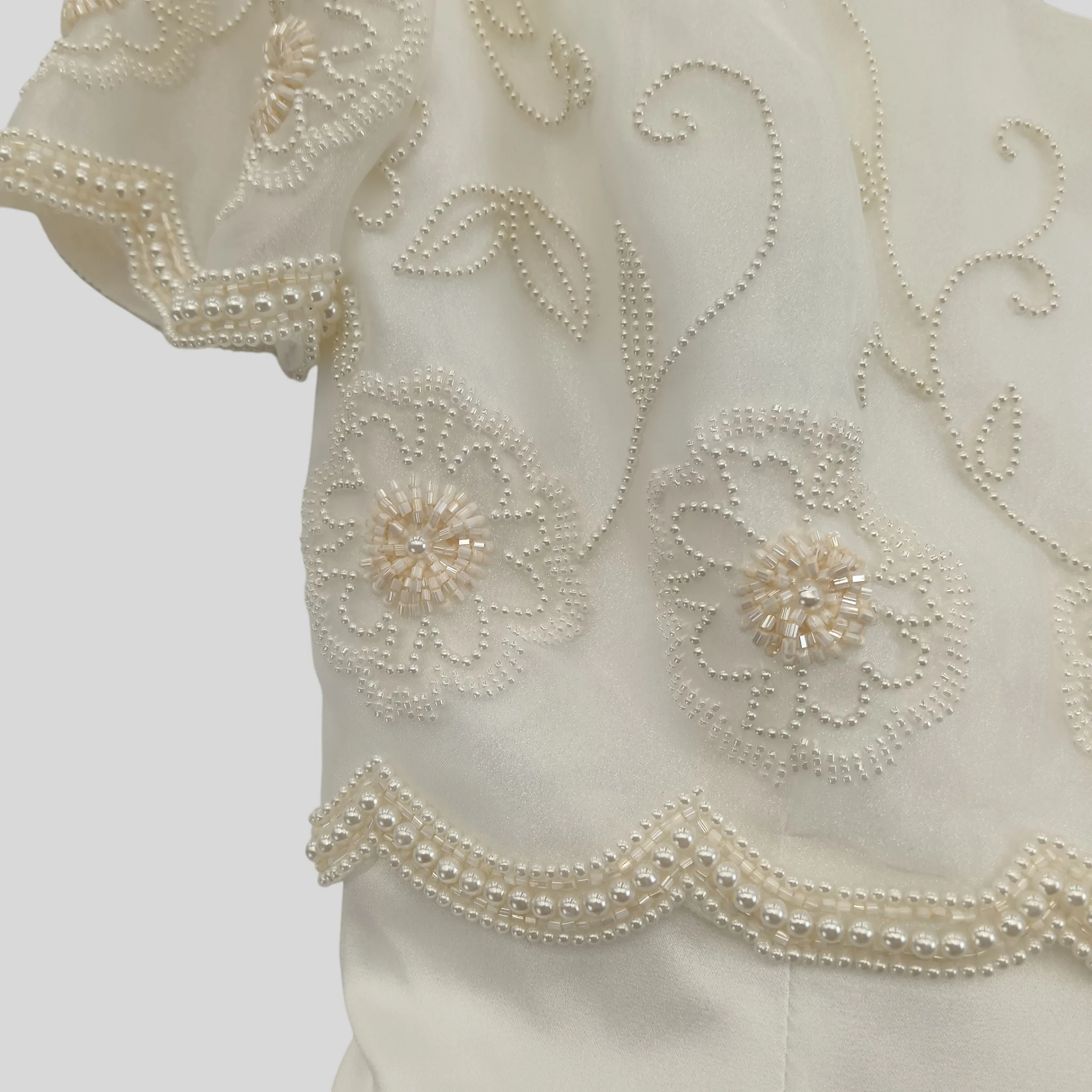 Hilary Morgan Ivory High-Low Ivory Wedding Dress Embellished Top UK S Womenswear | Pre-loved - Image 3