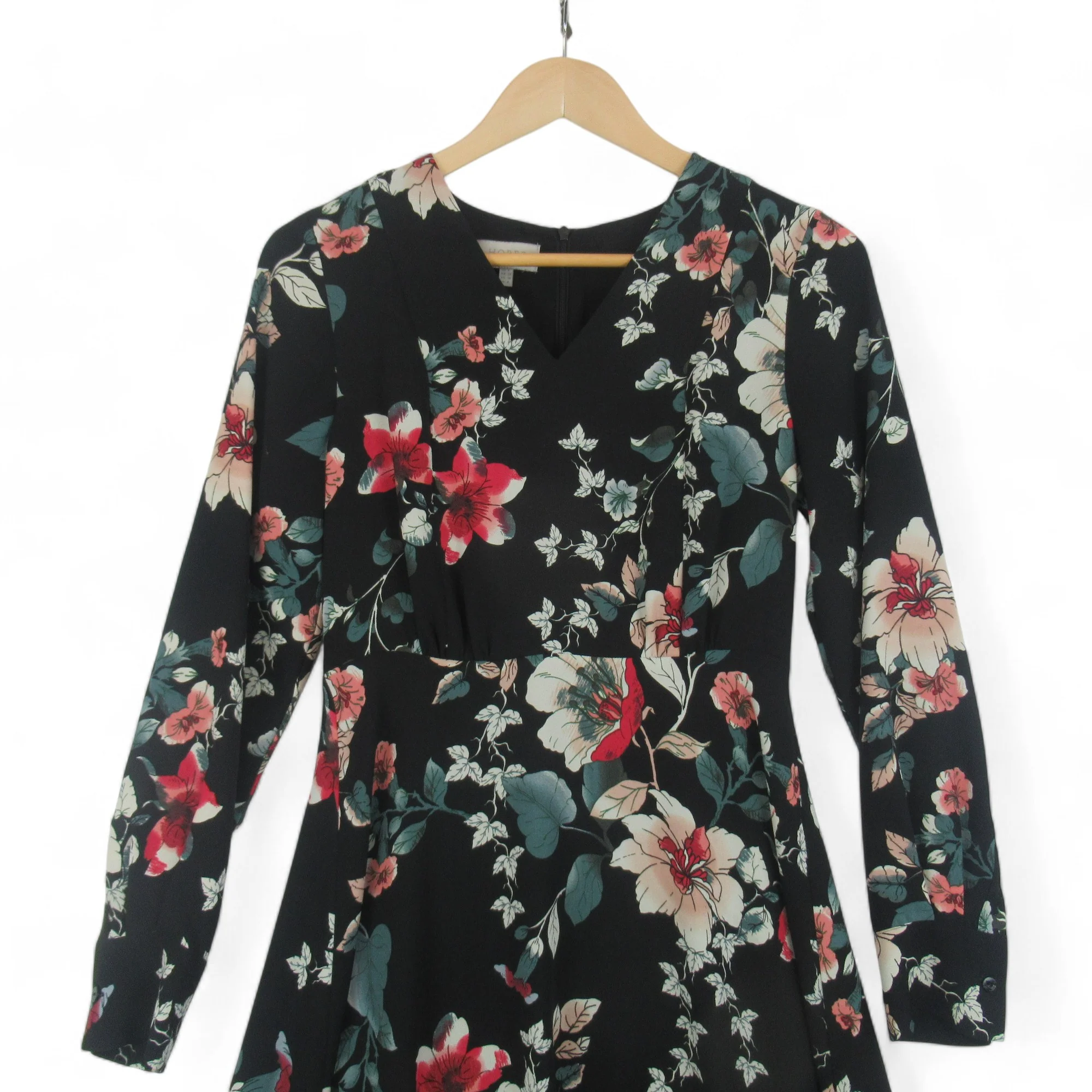 Hobbs UK 8 Black Floral Dress Womenswear | Preloved - Image 2