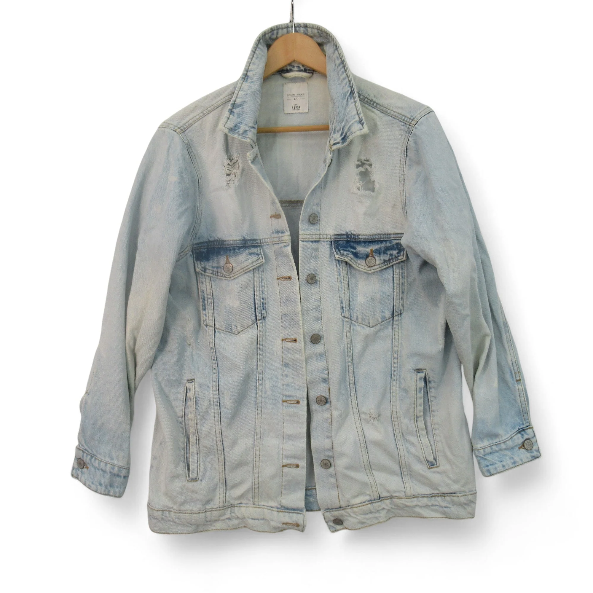 House Collection M/L Light Blue Wave Denim Jacket Womenswear | Preloved