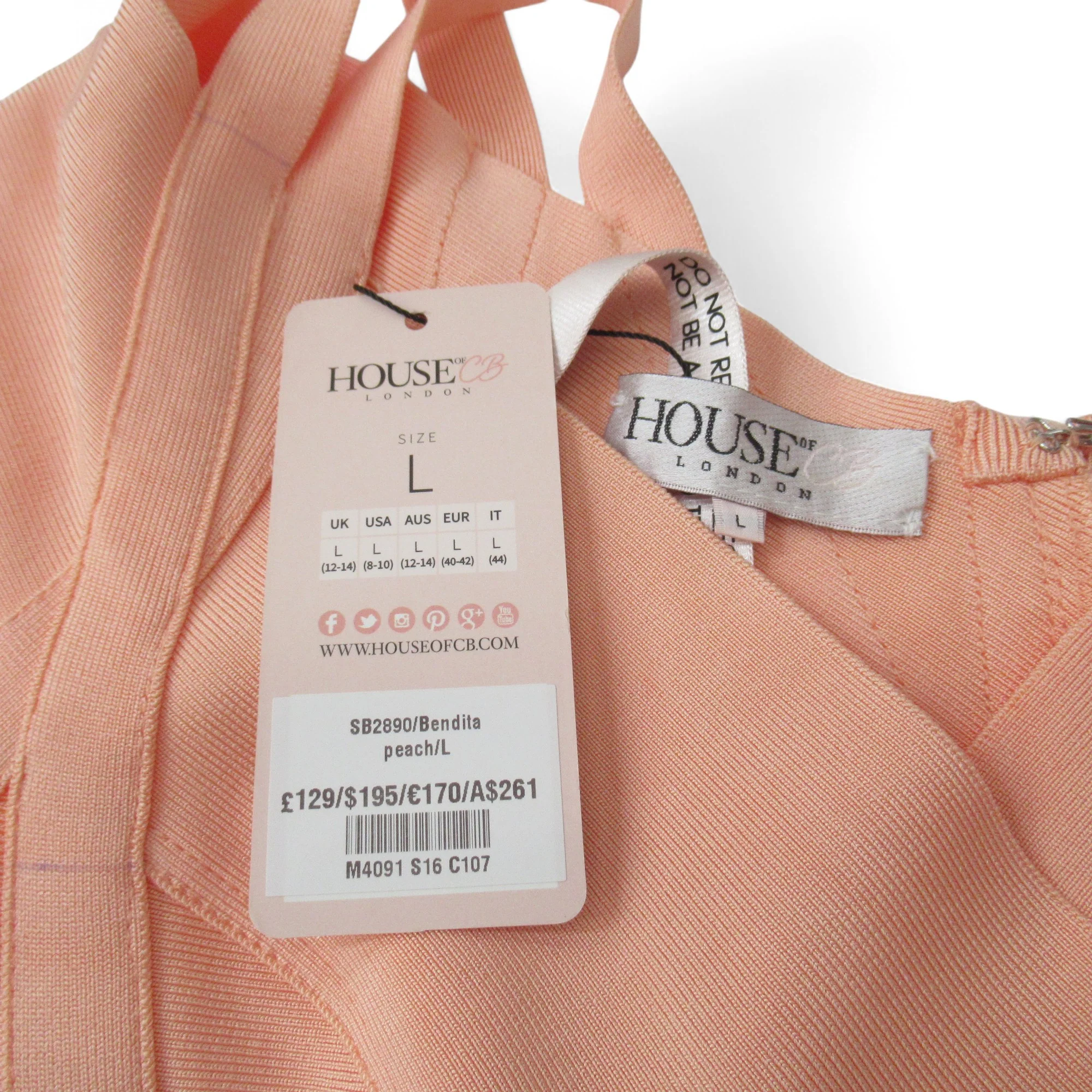 House Of London Bodycon Dress S/M Peach Womenswear | Pre-loved - Image 6