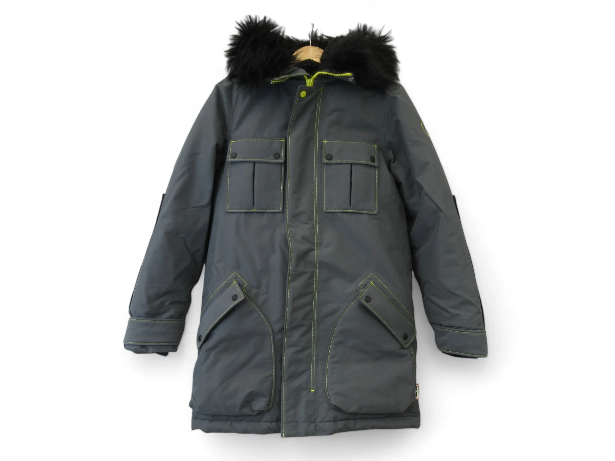 Hunter XS Grey Padded Hooded Winter Coat Menswear | Preloved