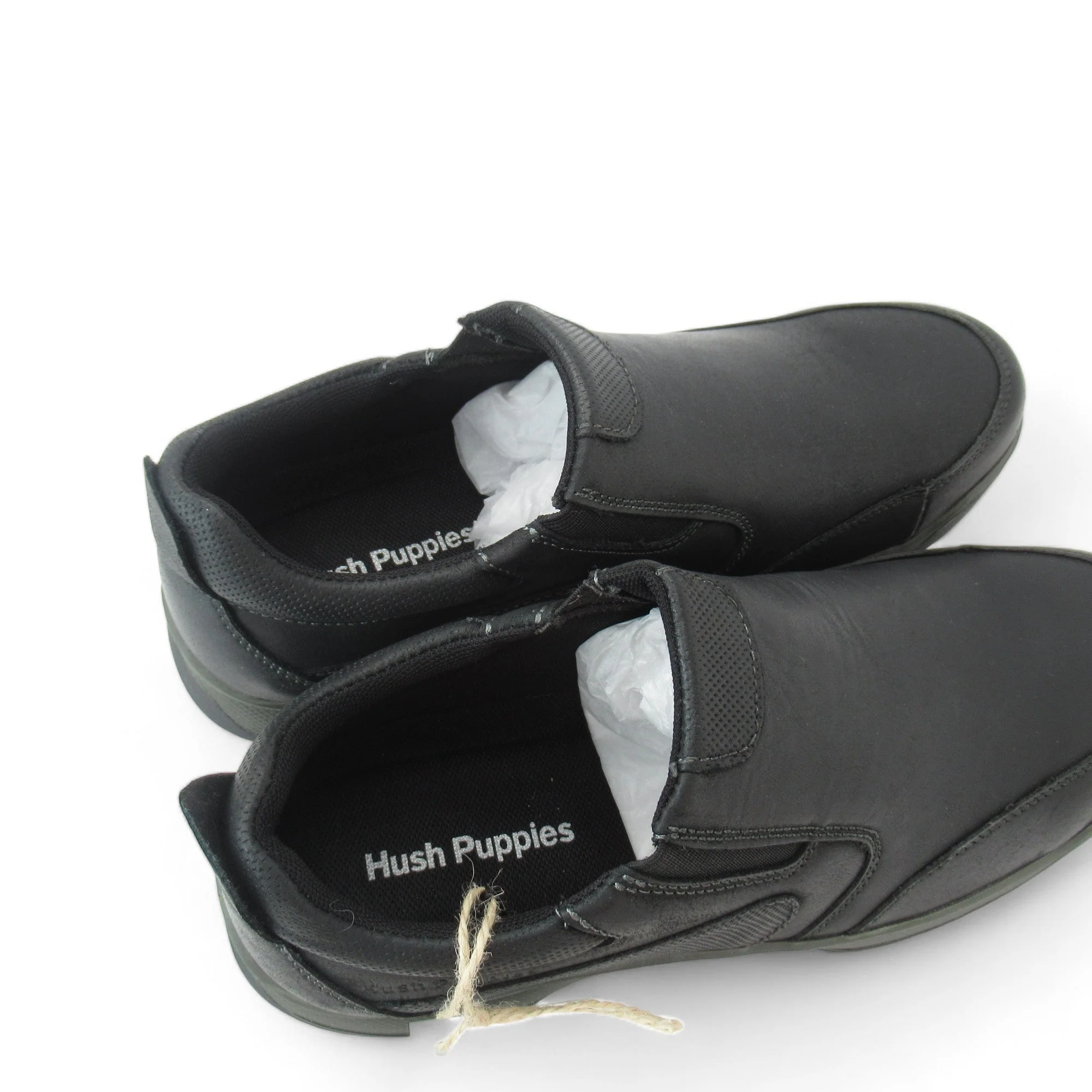 Hush Puppies UK 6 Black Leather Slip On Shoes Menswear | Preloved - Image 4