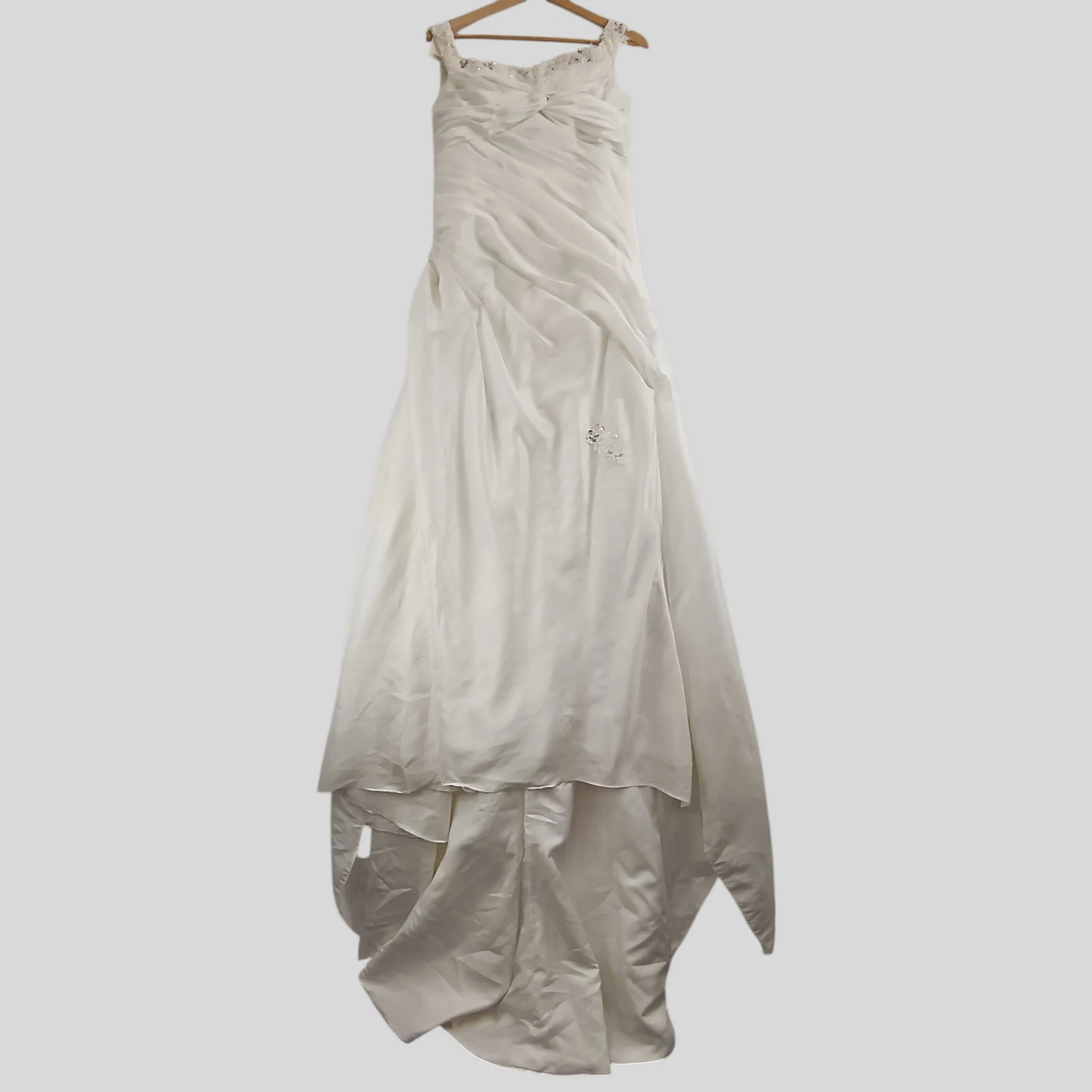 HY Ivory Hi-low Wedding Draped Dress Embellished UK S  Womenswear | Pre-loved